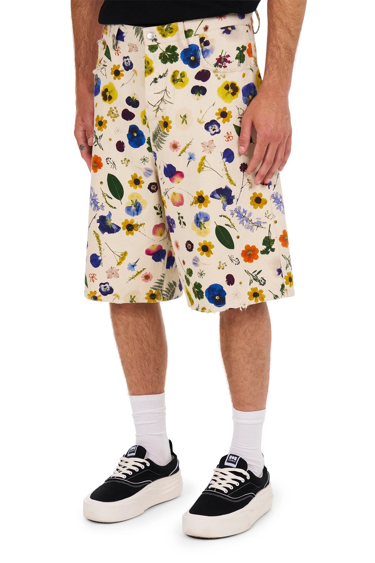 NAHMIAS | FLORAL BAGGY 5-POCKET SHORTS
