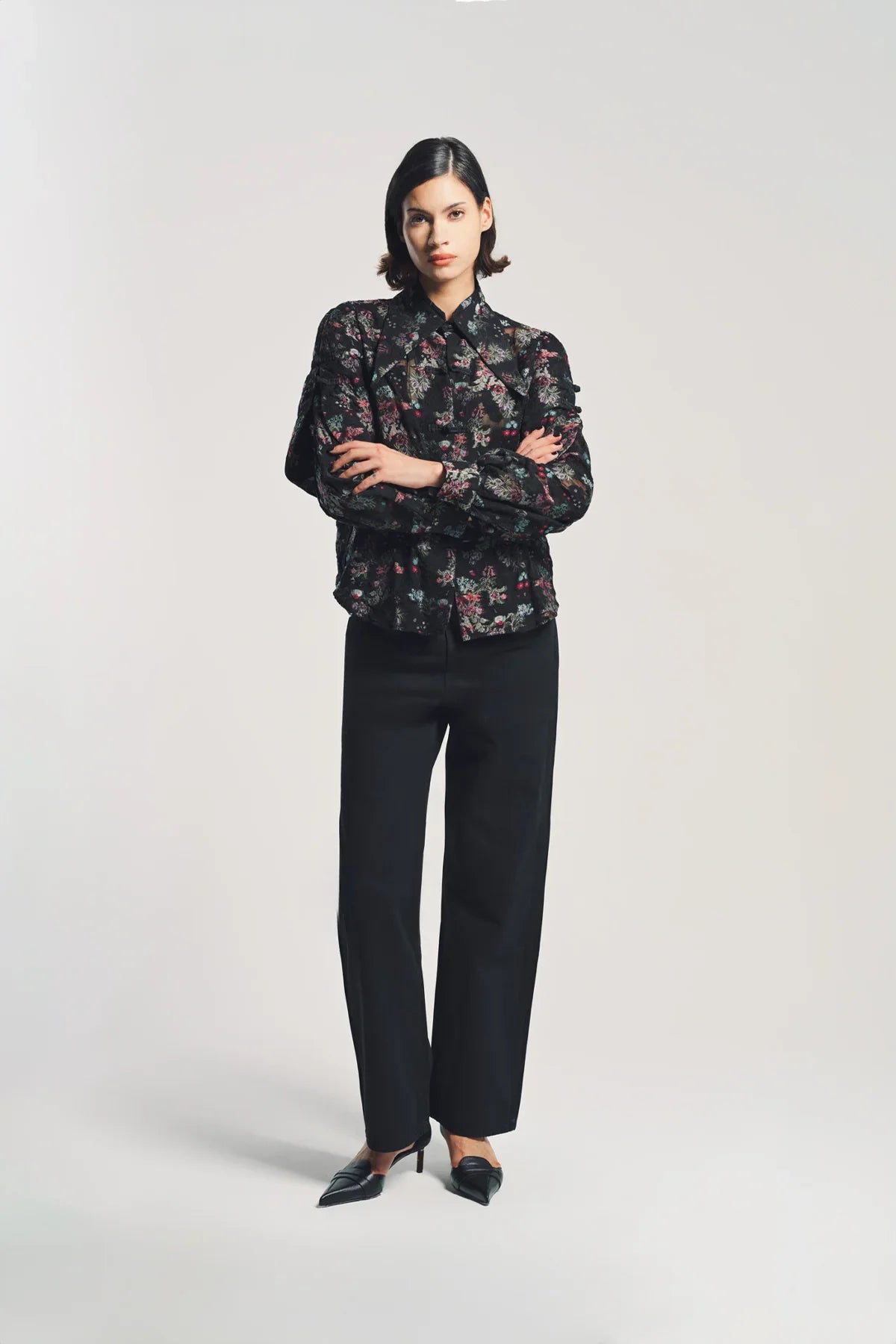 NOIR KEI NINOMIYA | FLORAL JACQUARD LONG SLEEVE SHIRT