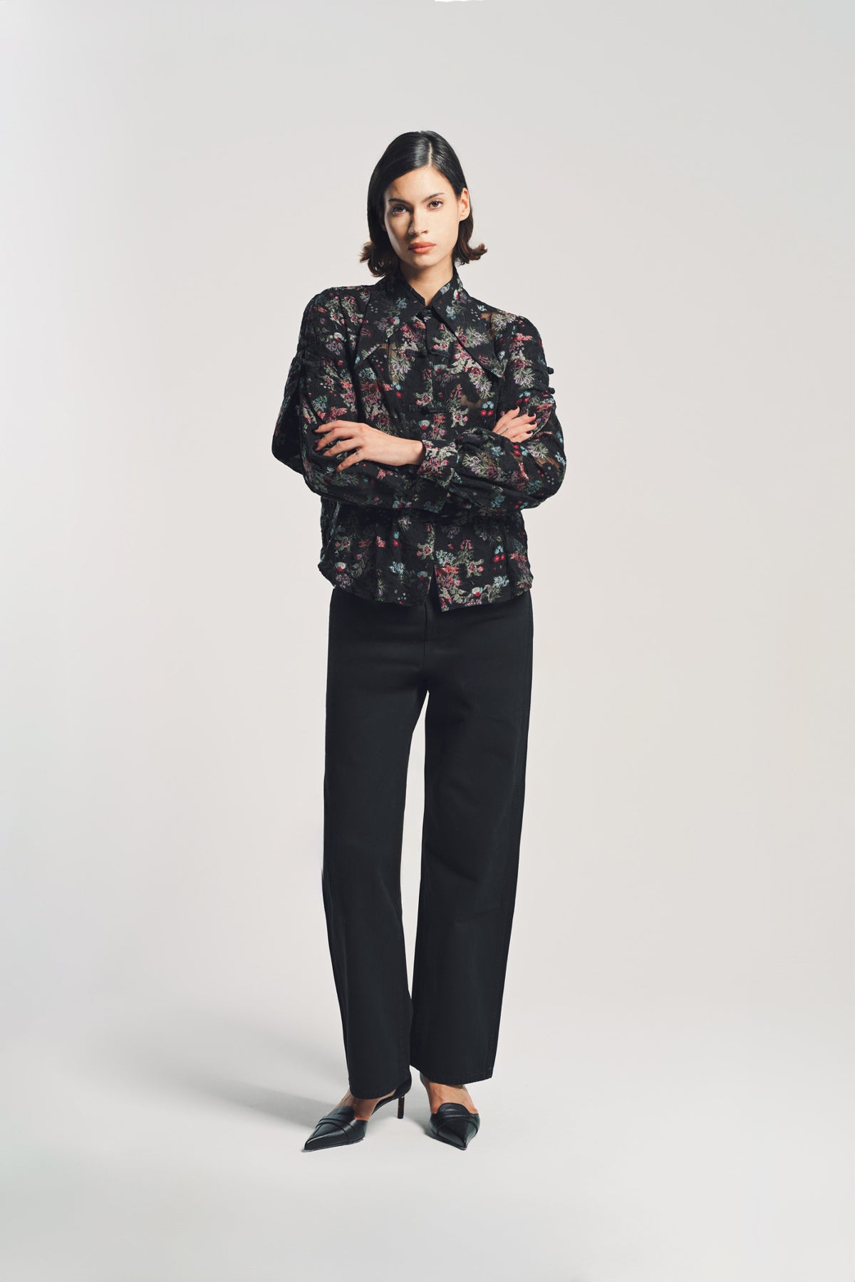 NOIR KEI NINOMIYA | FLORAL JACQUARD LONG SLEEVE SHIRT