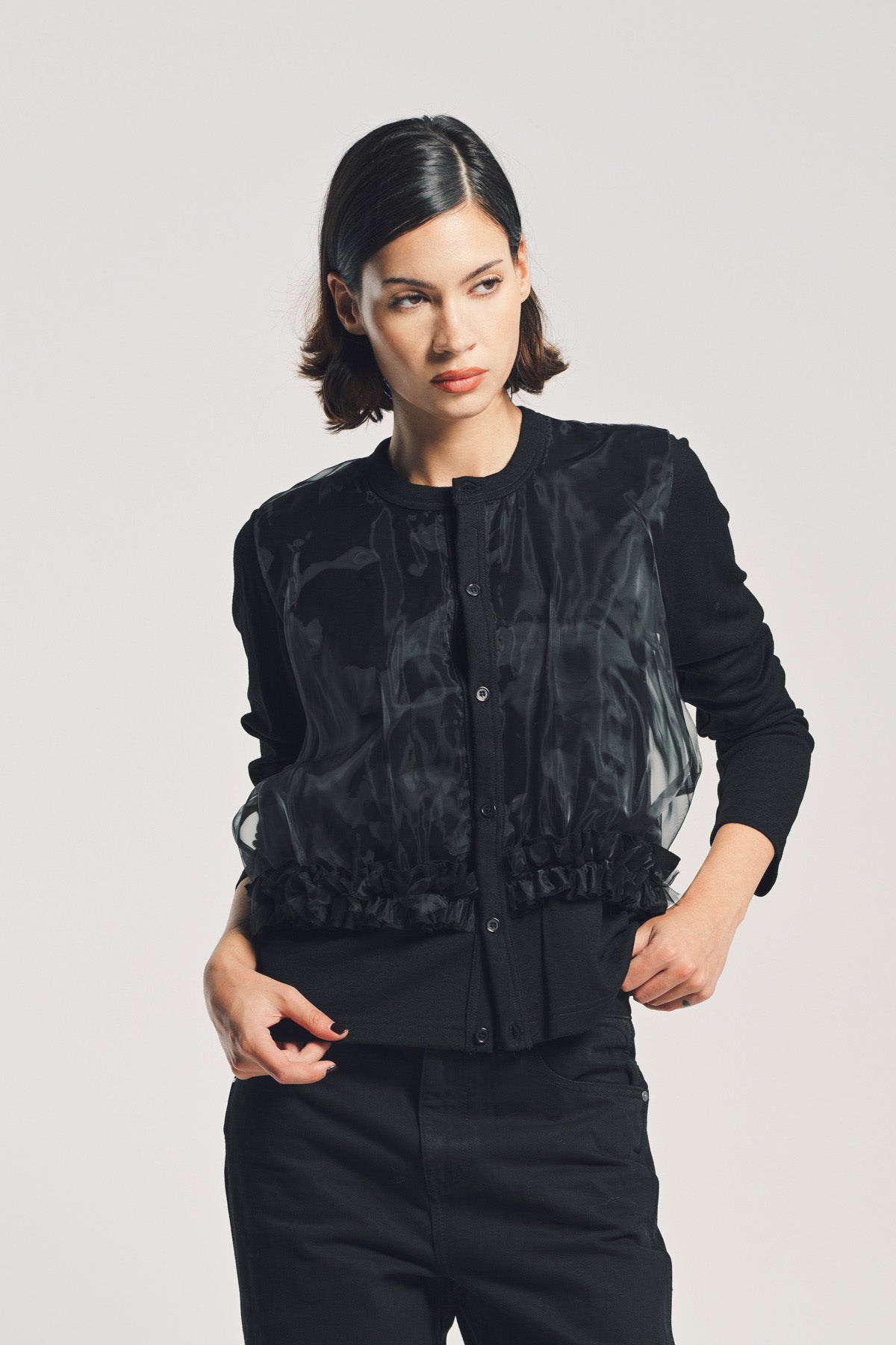 NOIR KEI NINOMIYA | JERSEY AND POLY CARDIGAN