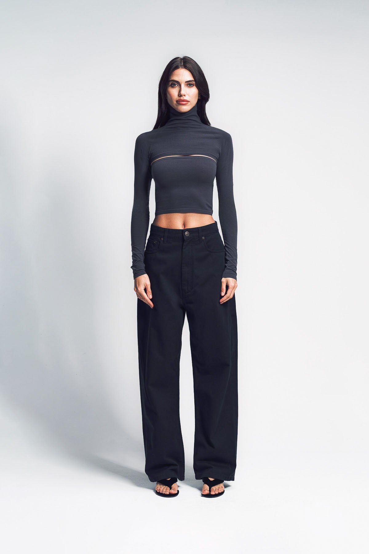 ALAÏA | SECOND-SKIN KNIT CUT-OUT LONG SLEEVE TOP