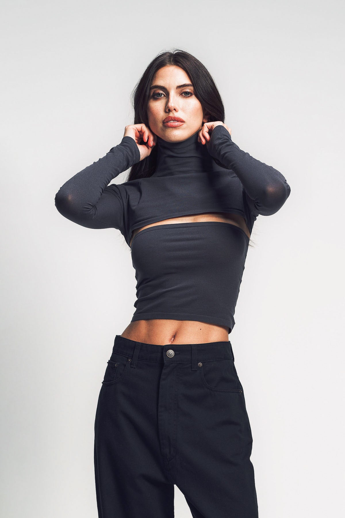 ALAÏA | SECOND-SKIN KNIT CUT-OUT LONG SLEEVE TOP