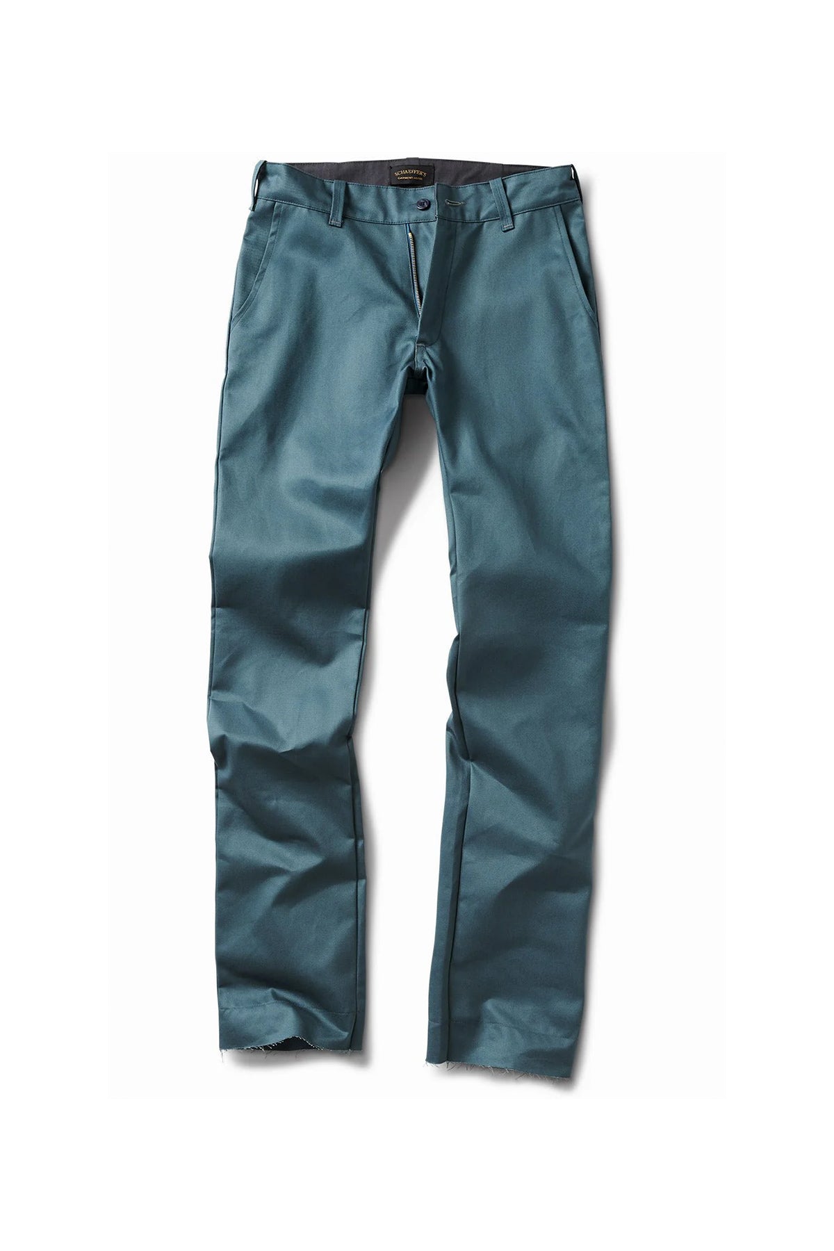 SCHAEFFER'S GARMENT HOTEL | JAPANESE WAXED CHINO PANTS IN AQUA TEAL - MAXFIELD LA