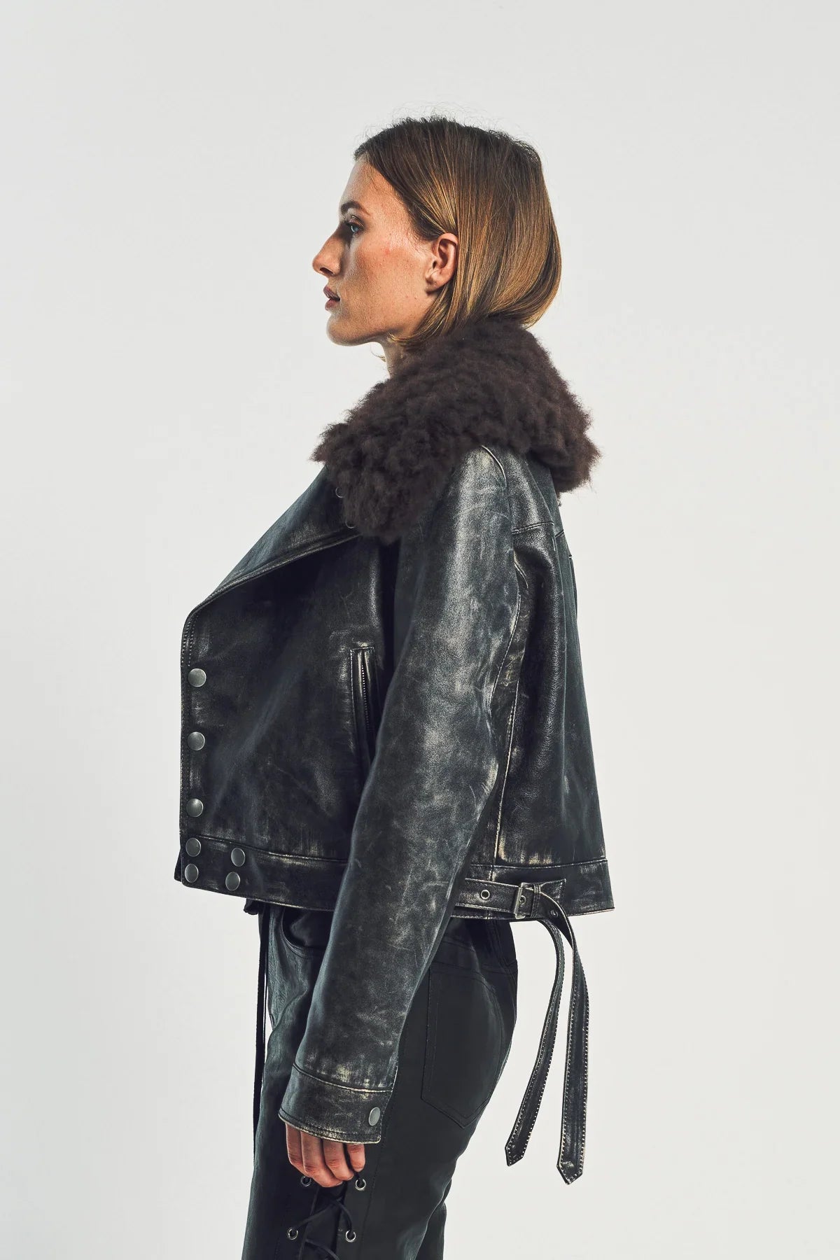 ANN DEMEULEMEESTER | WIEBKE WOOL AND SHEARLING PERFECTO JACKET