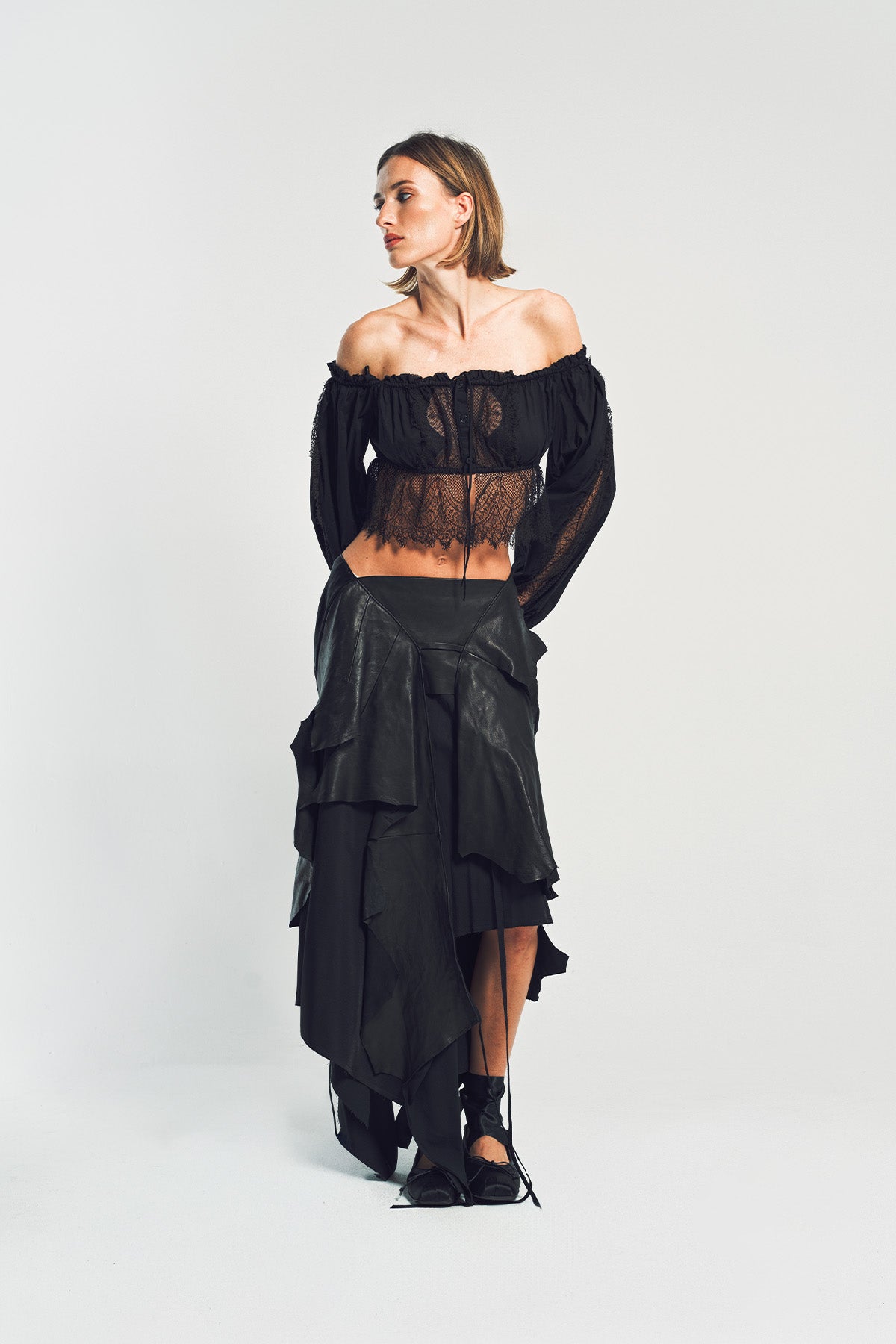 ann demeulemeester off the shoulder dresses ANN DEMEULEMEESTER