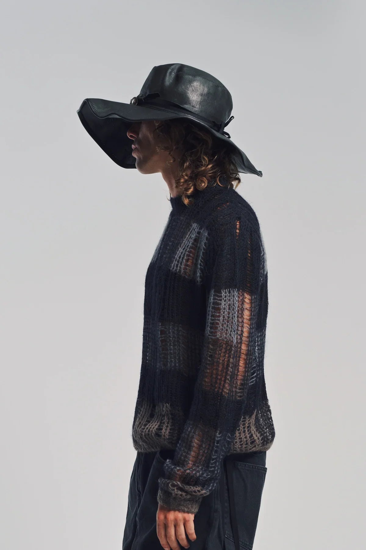 ANN DEMEULEMEESTER | TIAS LARGE LEATHER HAT WITH STUDS