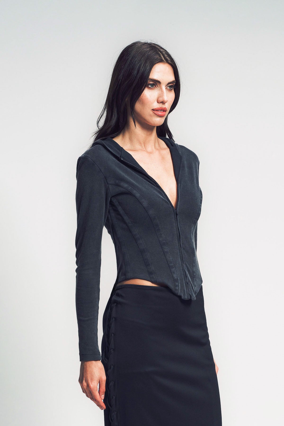 BALENCIAGA | CORSETED ZIP-UP HOODIE