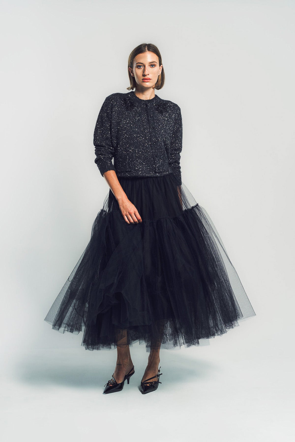 ERDEM | EMBELLISHED SEQUIN CROPPED CARDIGAN