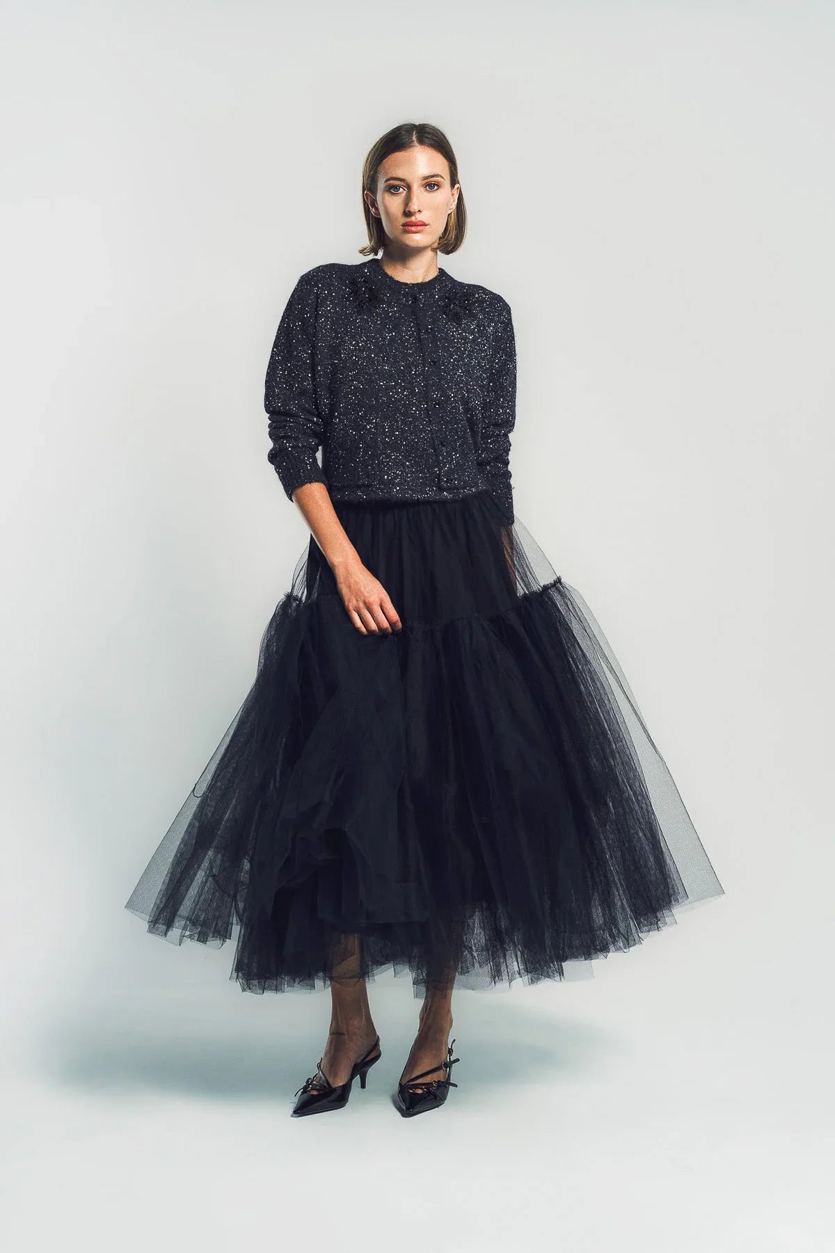 ERDEM | EMBELLISHED SEQUIN CROPPED CARDIGAN