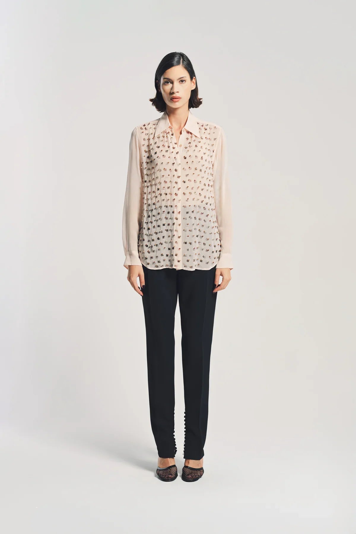 DRIES VAN NOTEN | LONG SLEEVE EMBELLISHED SHIRT