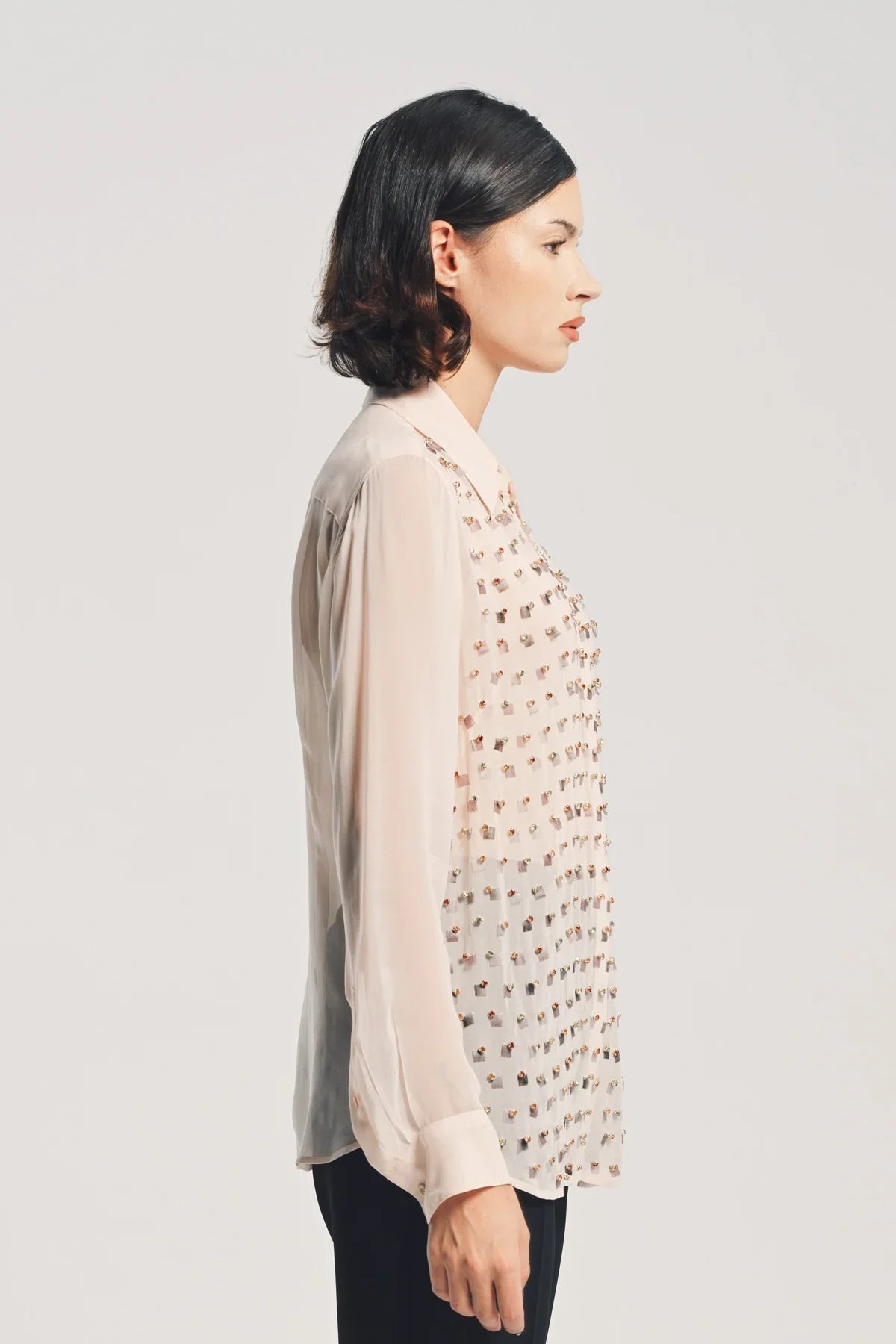 DRIES VAN NOTEN | LONG SLEEVE EMBELLISHED SHIRT