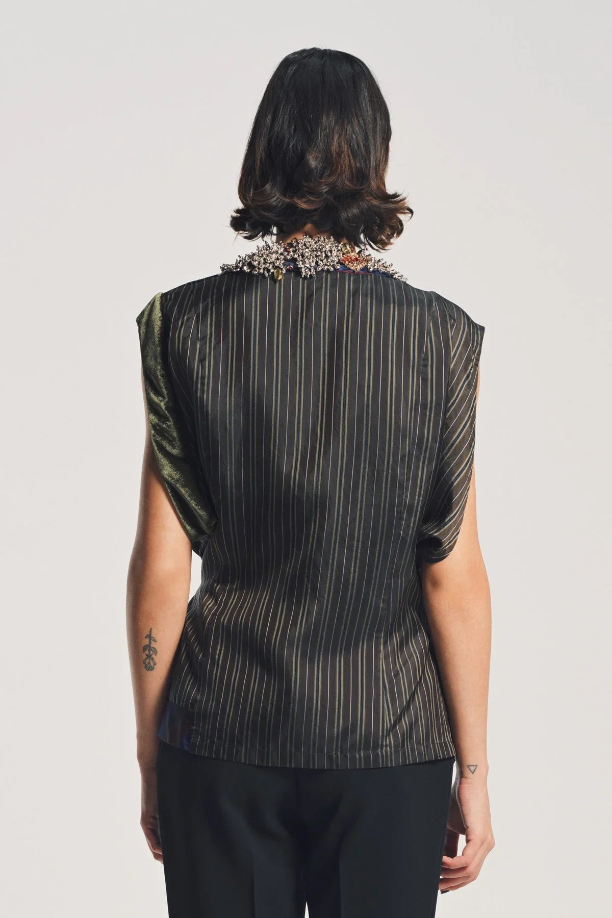 DRIES VAN NOTEN | STRIPE EMBROIDERED TOP