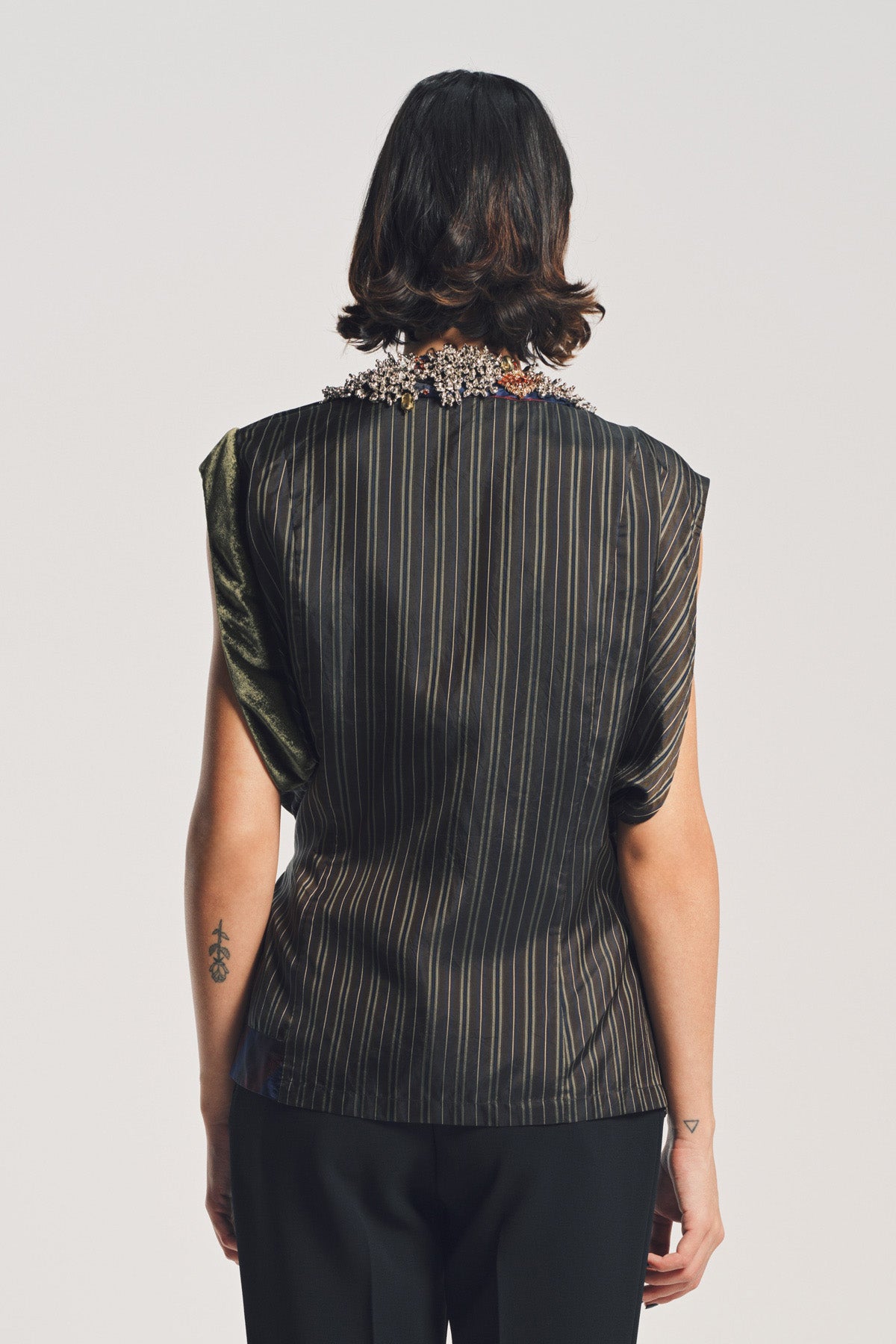 DRIES VAN NOTEN | STRIPE EMBROIDERED TOP