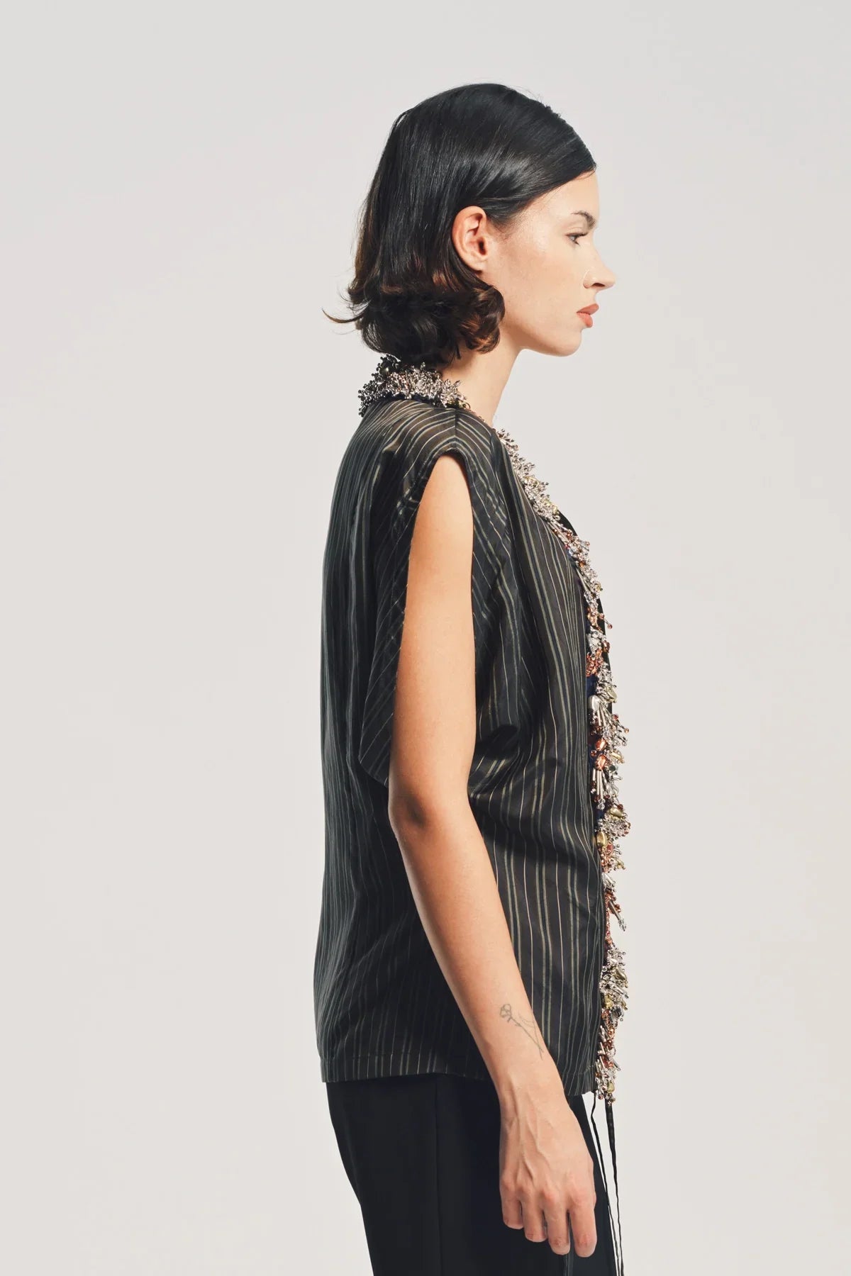 DRIES VAN NOTEN | STRIPE EMBROIDERED TOP