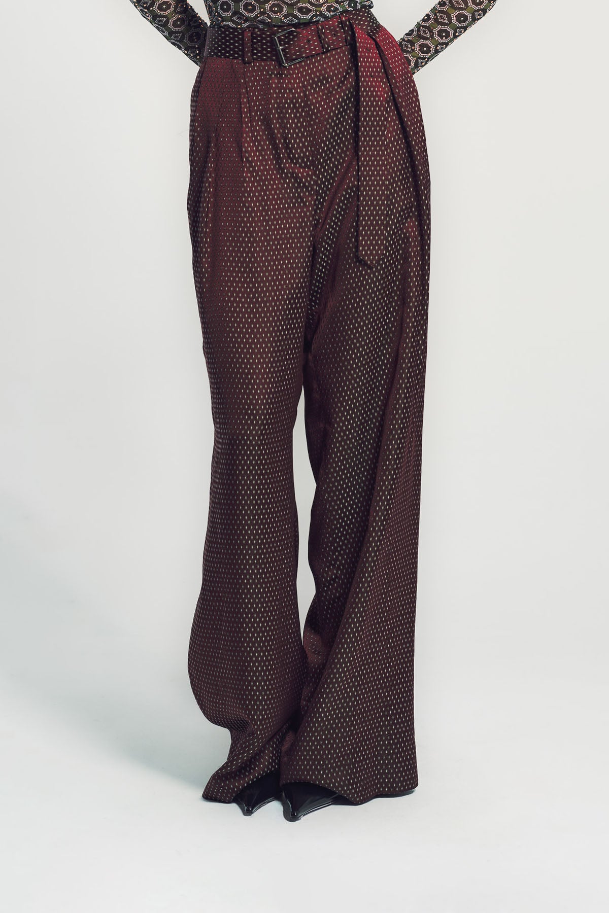 DRIES VAN NOTEN | BELTED JACQUARD TROUSERS