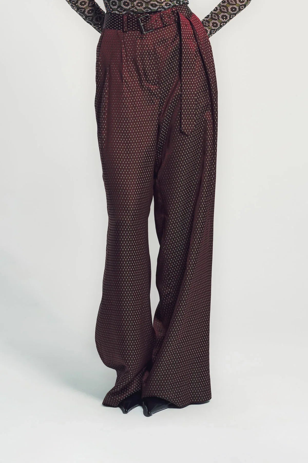 DRIES VAN NOTEN | BELTED JACQUARD TROUSERS