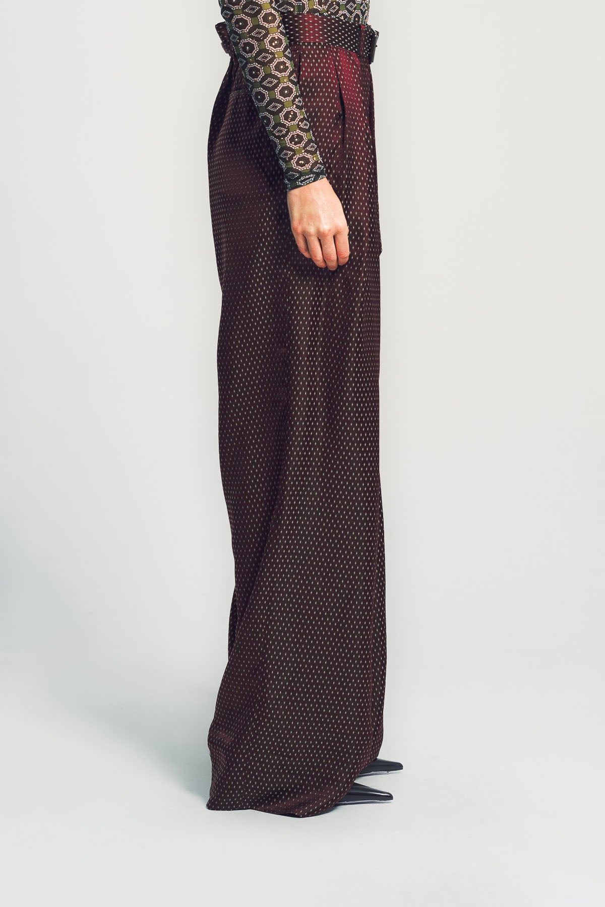 DRIES VAN NOTEN | BELTED JACQUARD TROUSERS