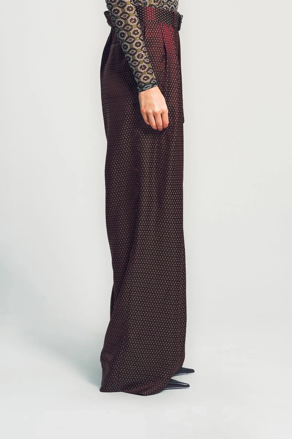 DRIES VAN NOTEN | BELTED JACQUARD TROUSERS