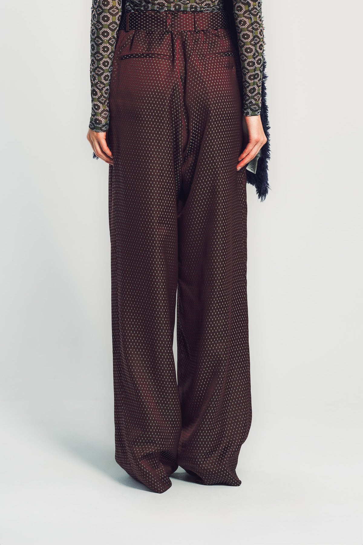 DRIES VAN NOTEN | BELTED JACQUARD TROUSERS