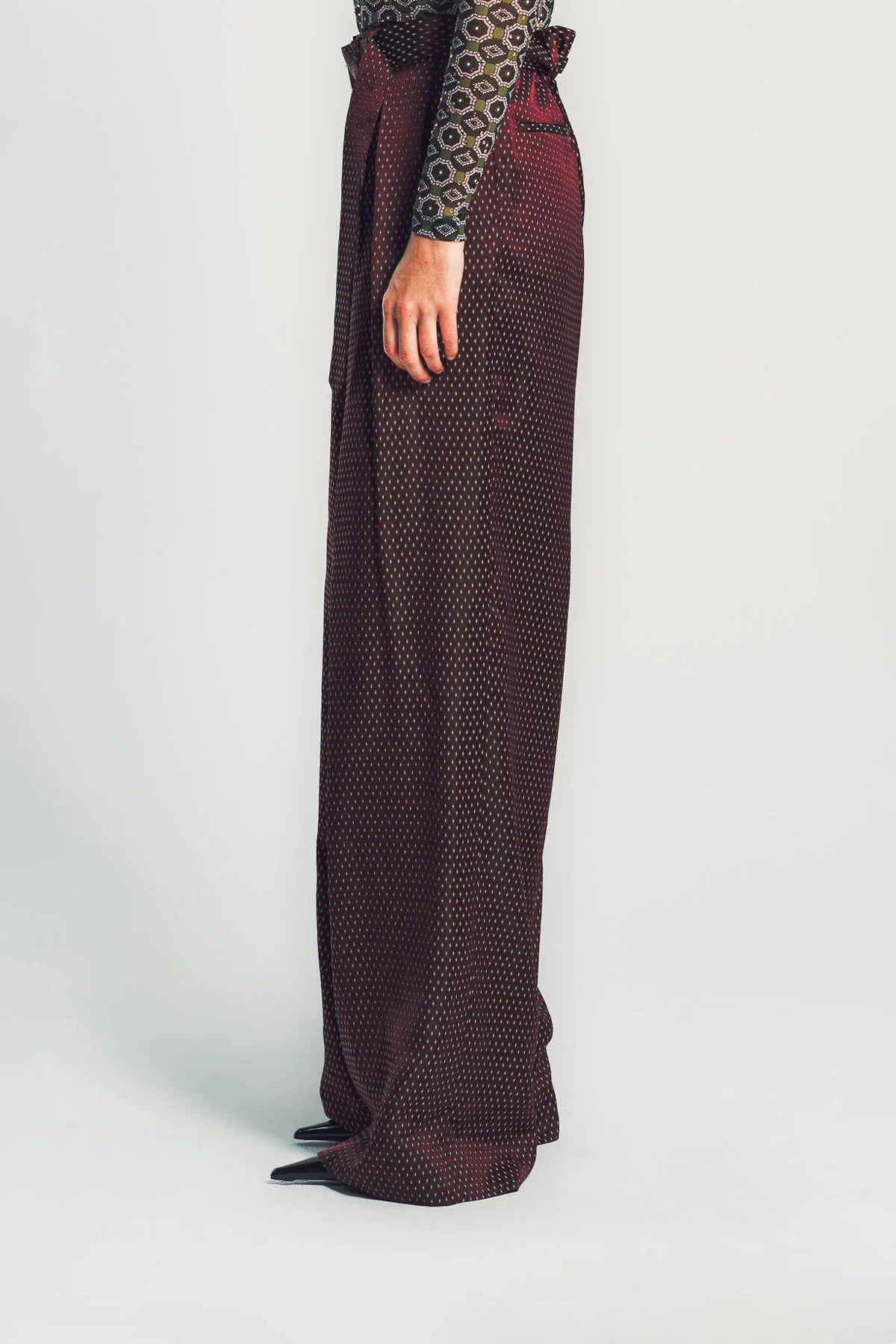 DRIES VAN NOTEN | BELTED JACQUARD TROUSERS