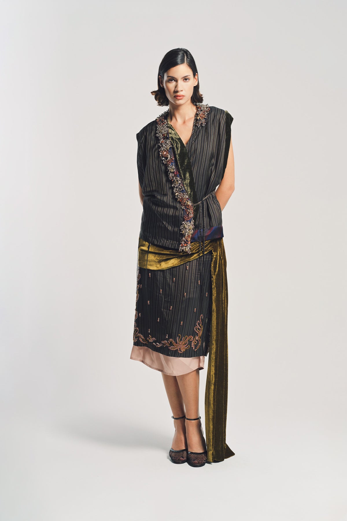 DRIES VAN NOTEN | STRIPE EMBELLISHED SKIRT