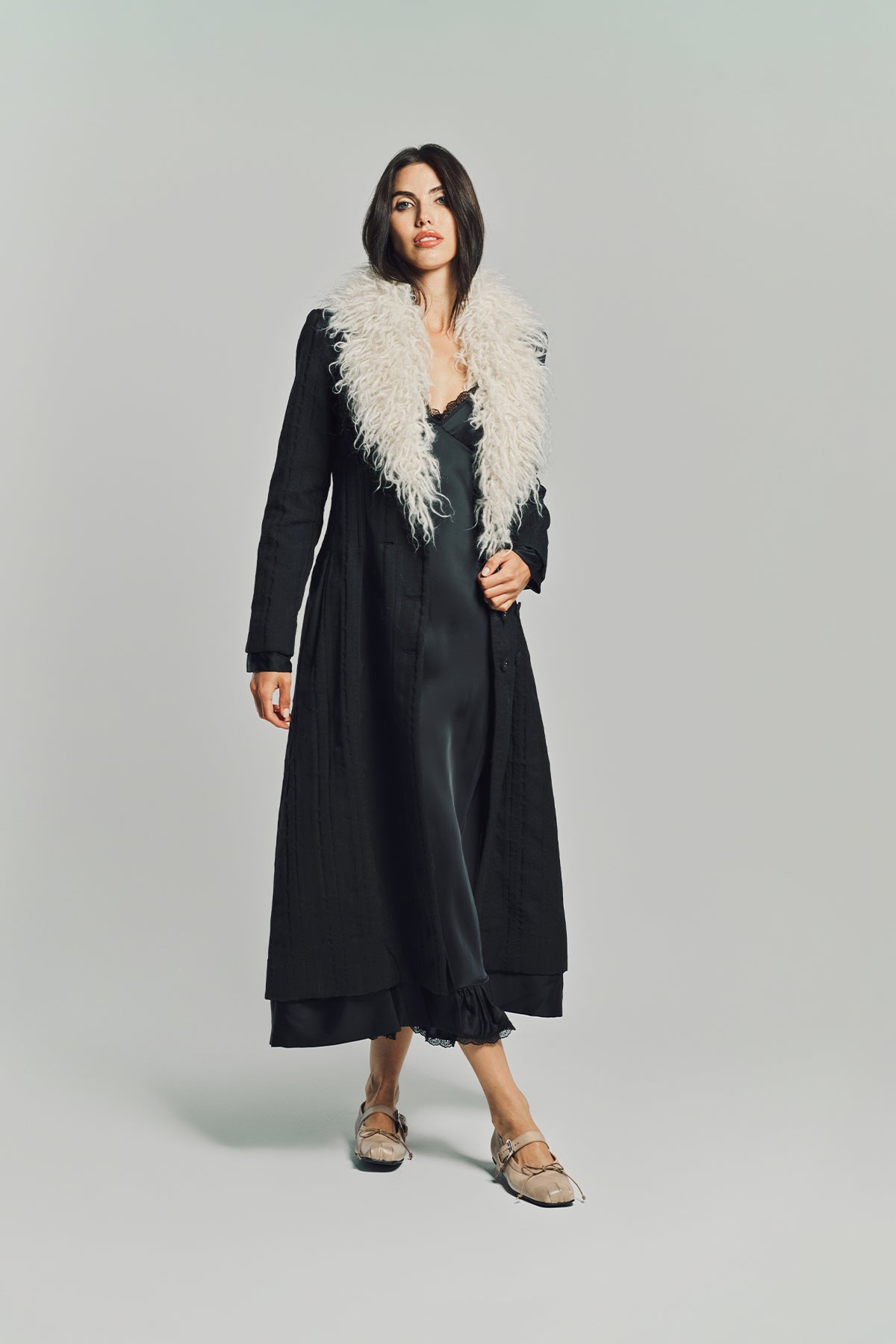 MERUERT TOLEGEN | YARN COLLAR JACQUARD COAT