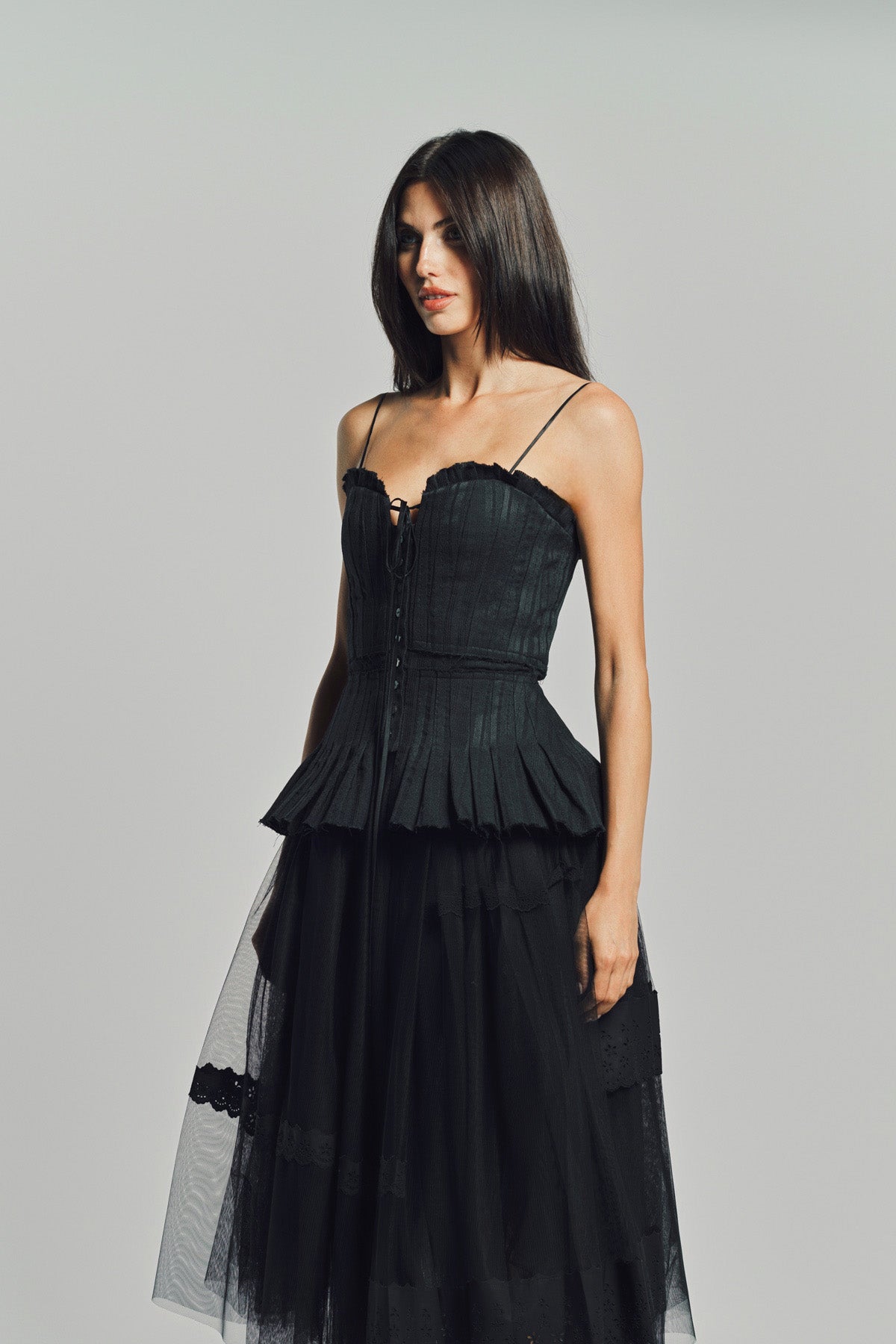 MERUERT TOLEGEN | JACQUARD ACCORDION PLEATED BUSTIER