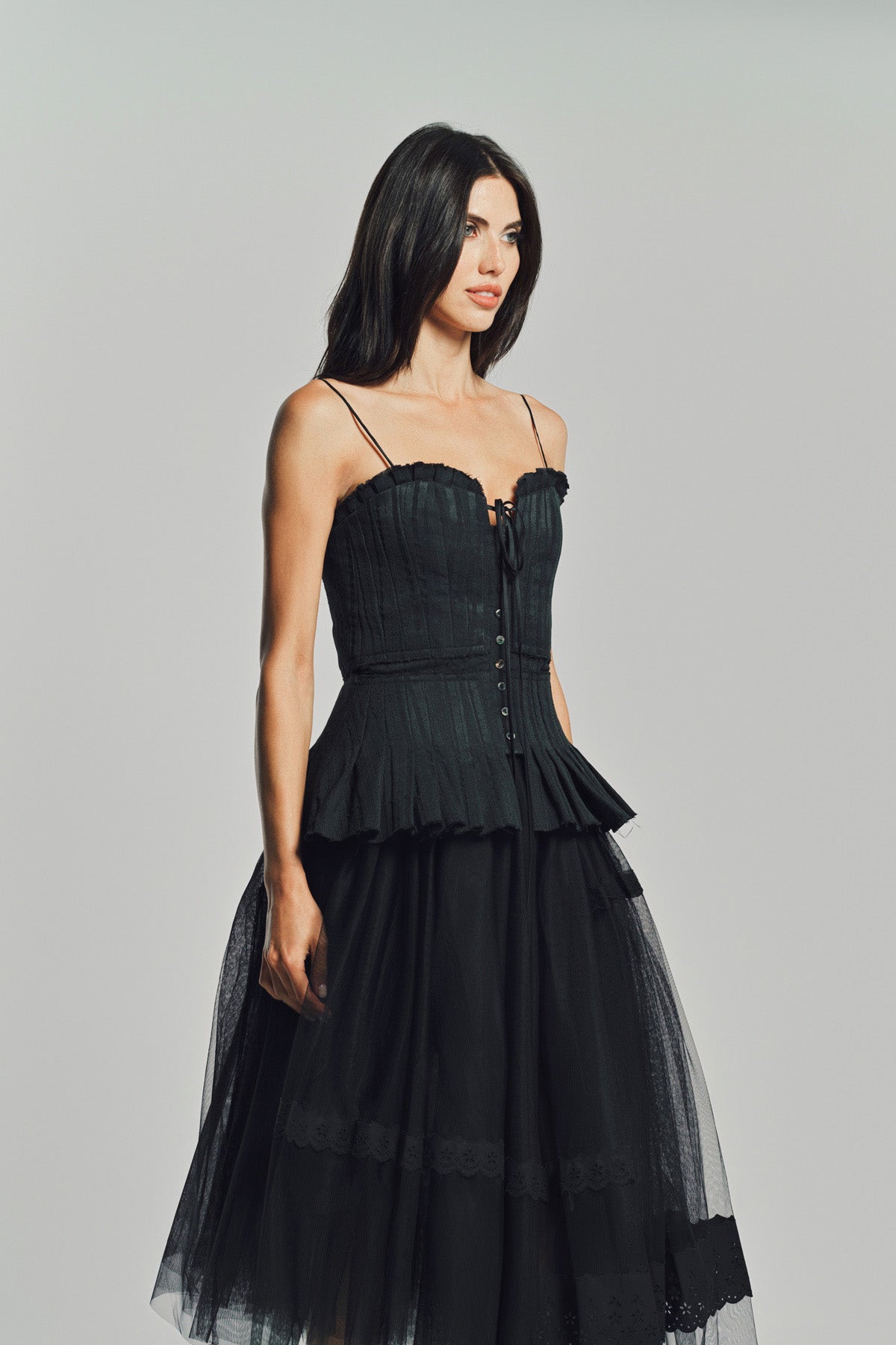 MERUERT TOLEGEN | JACQUARD ACCORDION PLEATED BUSTIER