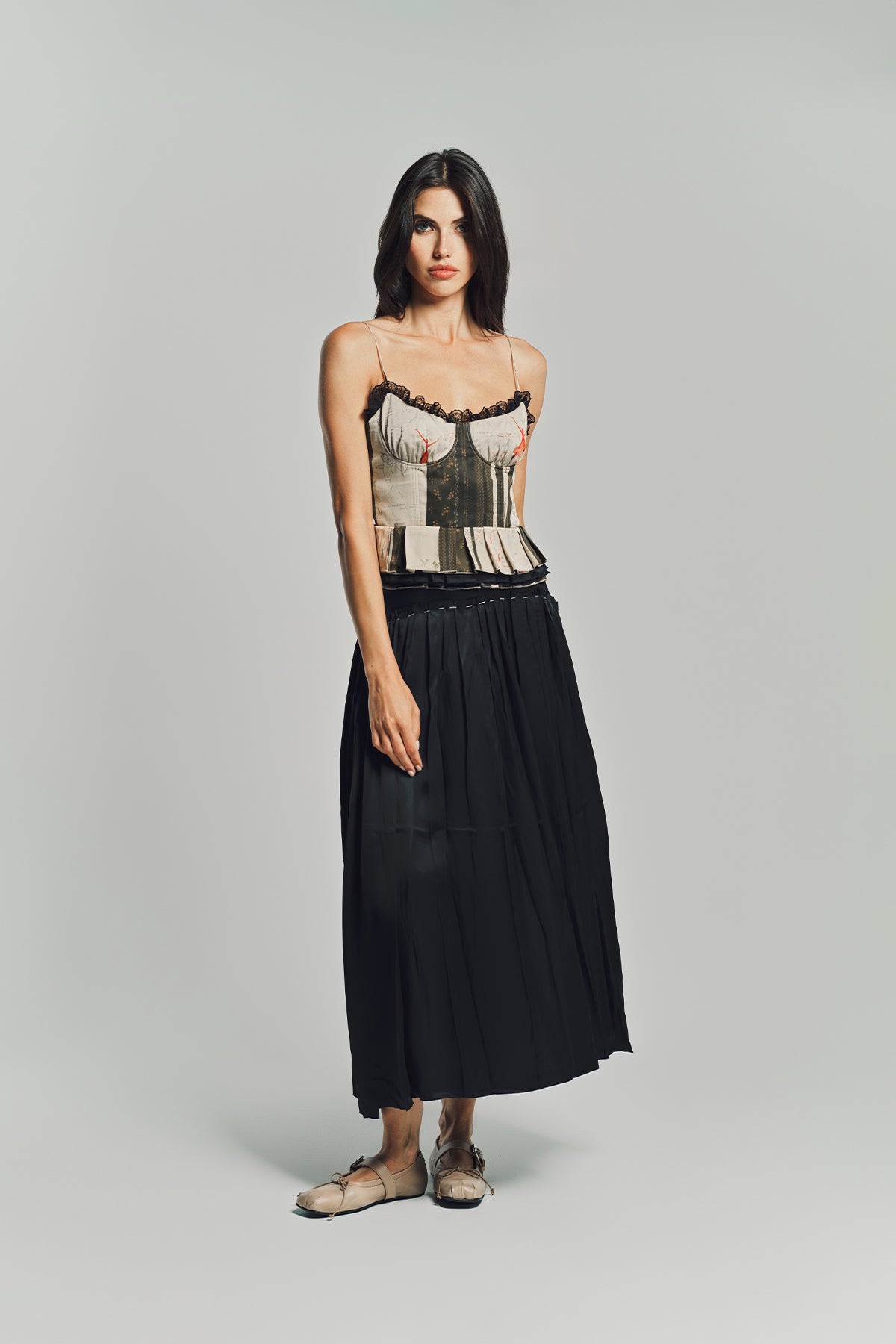MERUERT TOLEGEN | LIQUID BASTED PLEATED SKIRT
