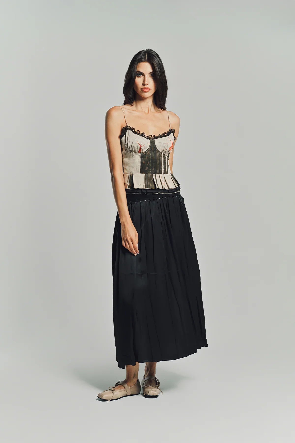 MERUERT TOLEGEN | LIQUID BASTED PLEATED SKIRT