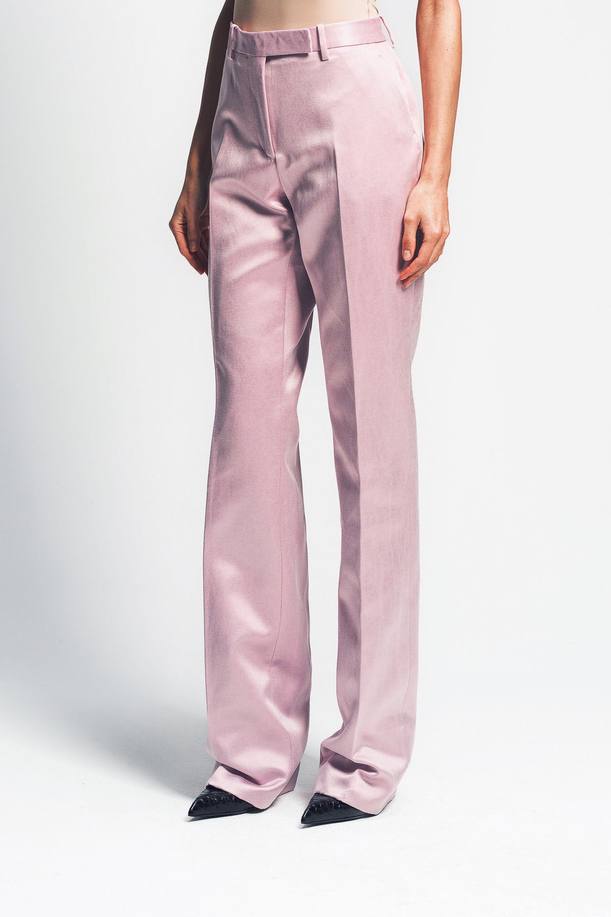 TOM FORD | WASHED COTTON SILK BLEND DUCHESSE TAILORED STRAIGHT PANTS