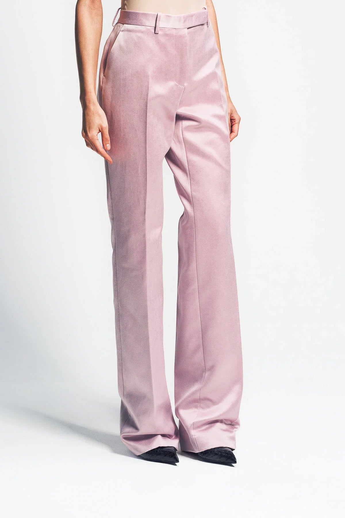 TOM FORD | WASHED COTTON SILK BLEND DUCHESSE TAILORED STRAIGHT PANTS