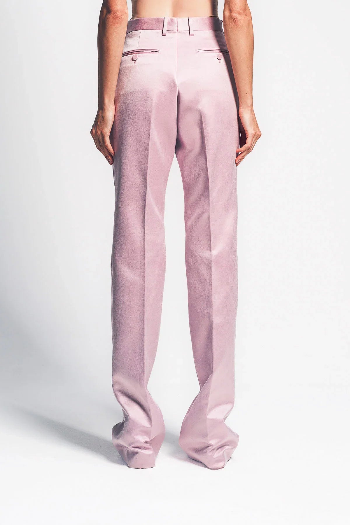 TOM FORD | WASHED COTTON SILK BLEND DUCHESSE TAILORED STRAIGHT PANTS