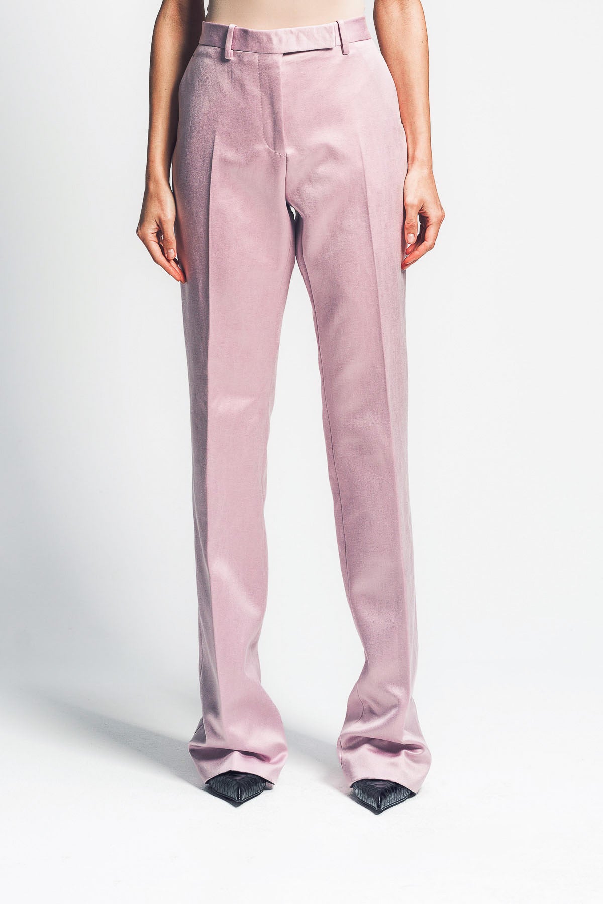 TOM FORD | WASHED COTTON SILK BLEND DUCHESSE TAILORED STRAIGHT PANTS