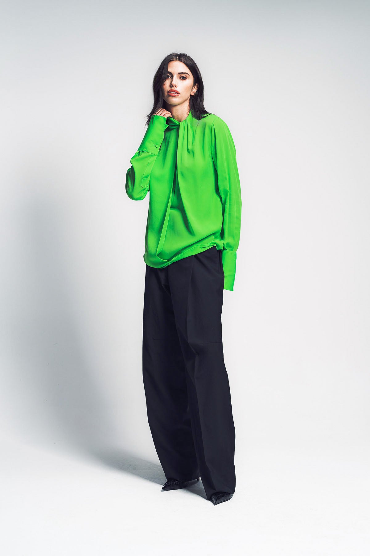 TOM FORD | WASHED SILK GEORGETTE LONG SLEEVE BLOUSE