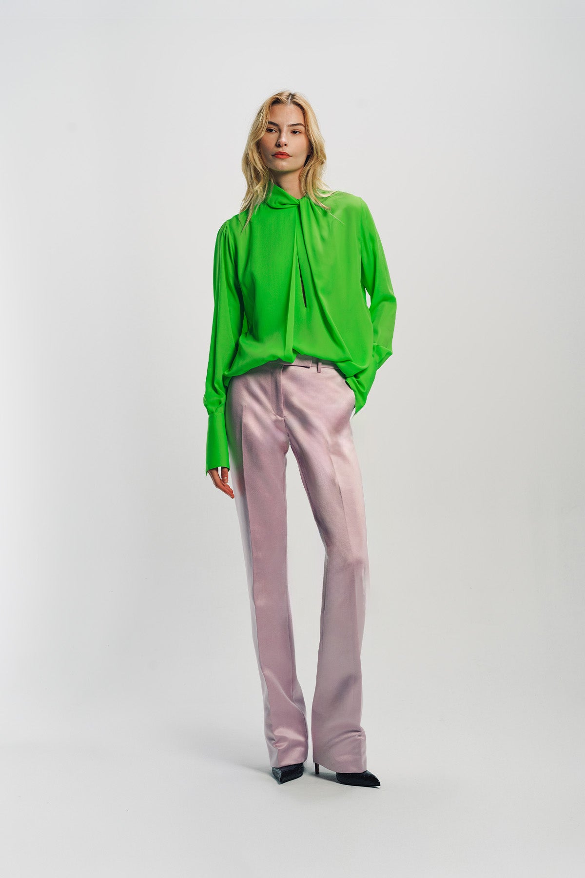 TOM FORD | WASHED SILK GEORGETTE LONG SLEEVE BLOUSE