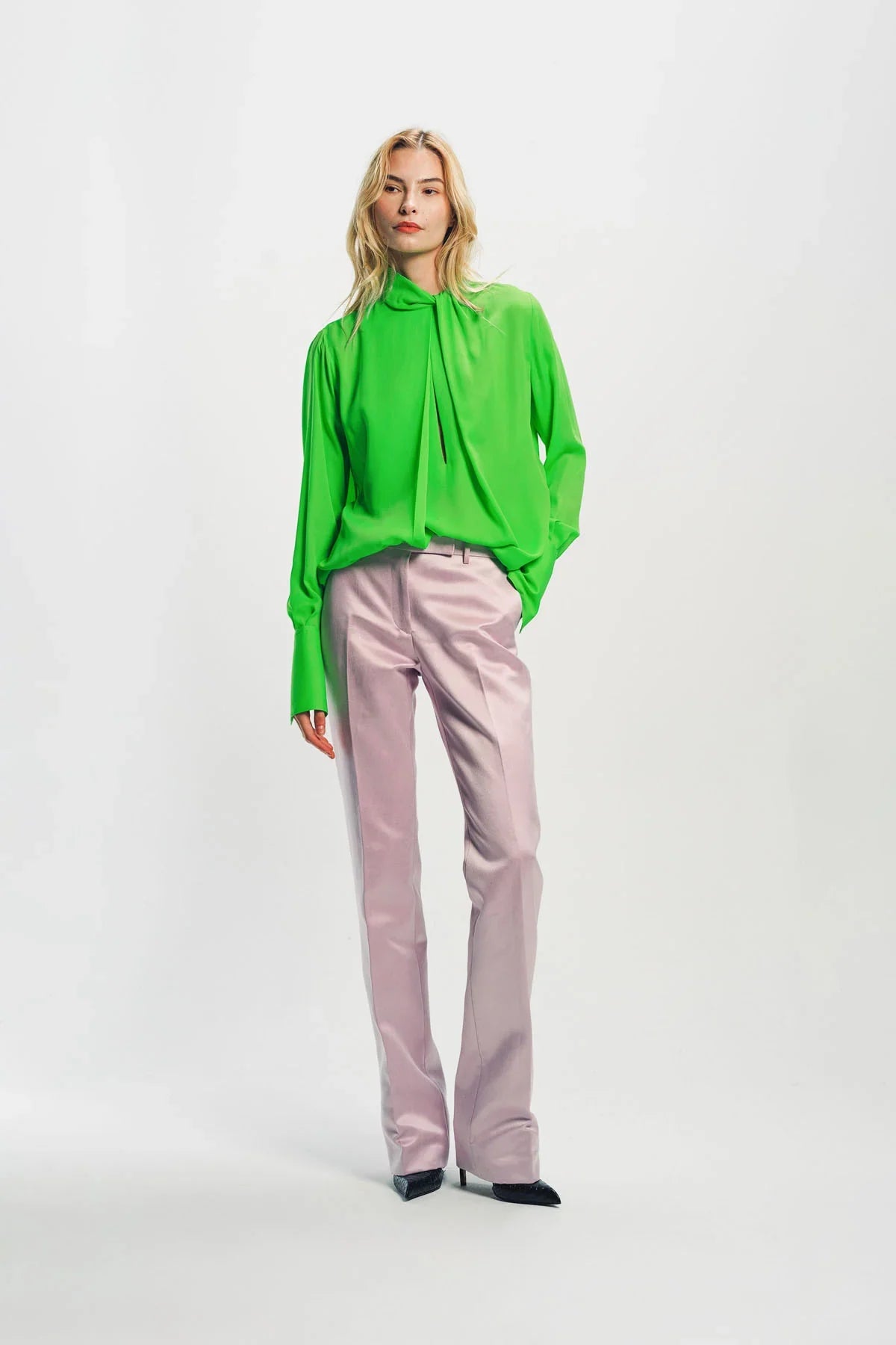 TOM FORD | WASHED SILK GEORGETTE LONG SLEEVE BLOUSE