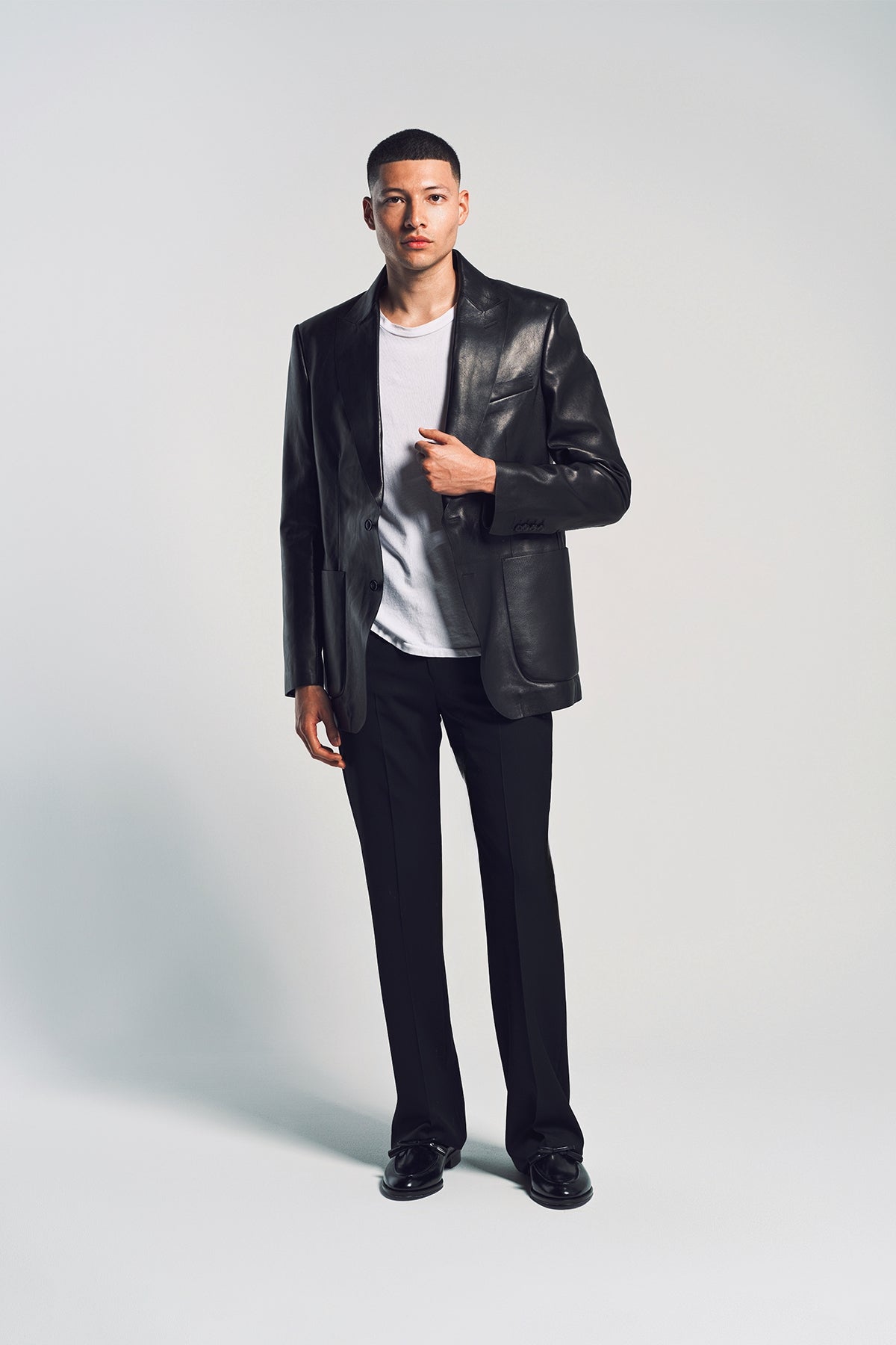 TOM FORD | BUTTERY LEATHER BONDED BLAZER TOM FORD | BUTTERY LEATHER BONDED BLAZER