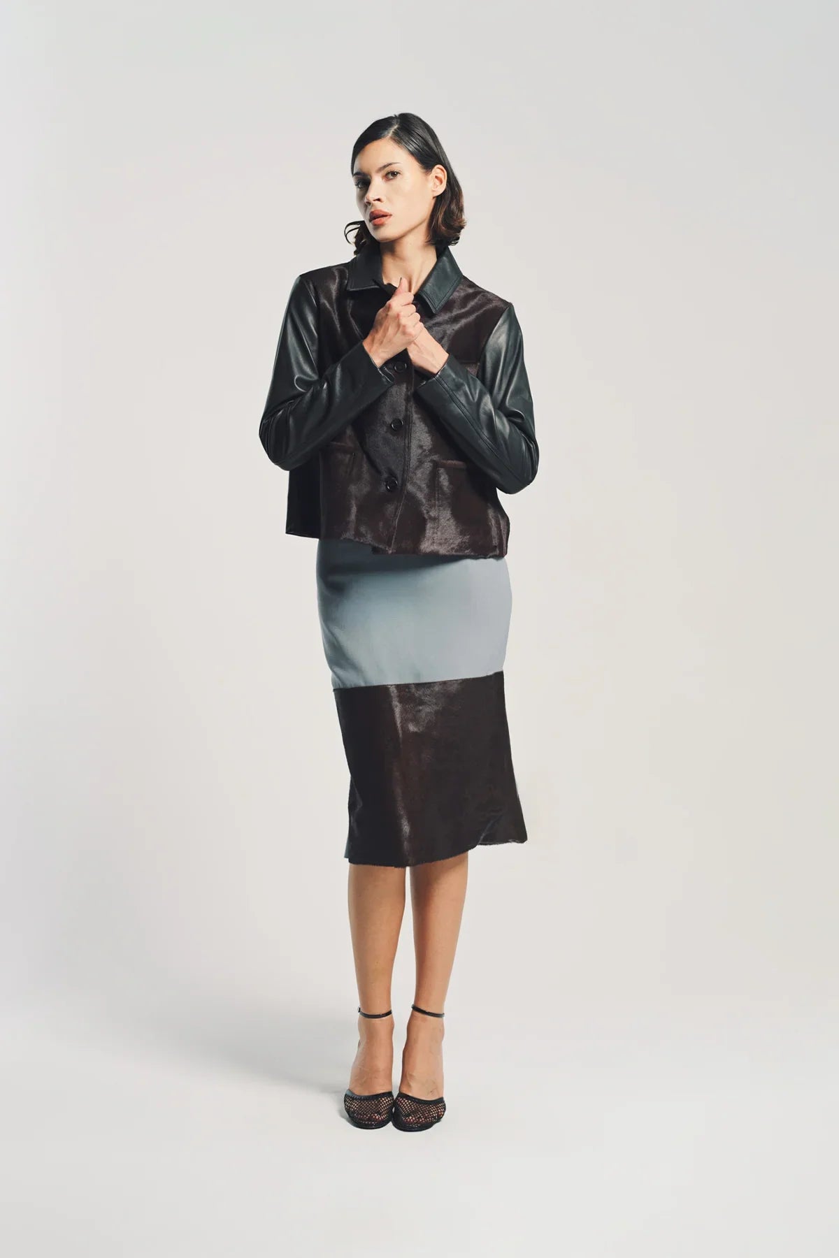 MARNI | LEATHER AND PONY HAIR JACKET