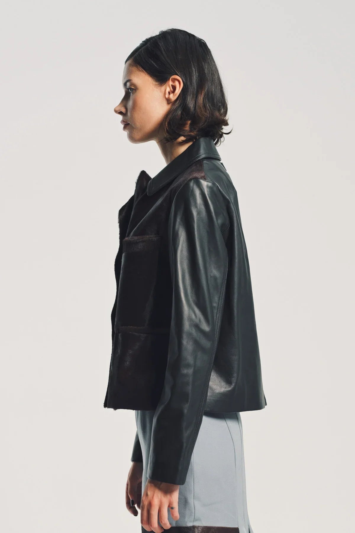 MARNI | LEATHER AND PONY HAIR JACKET