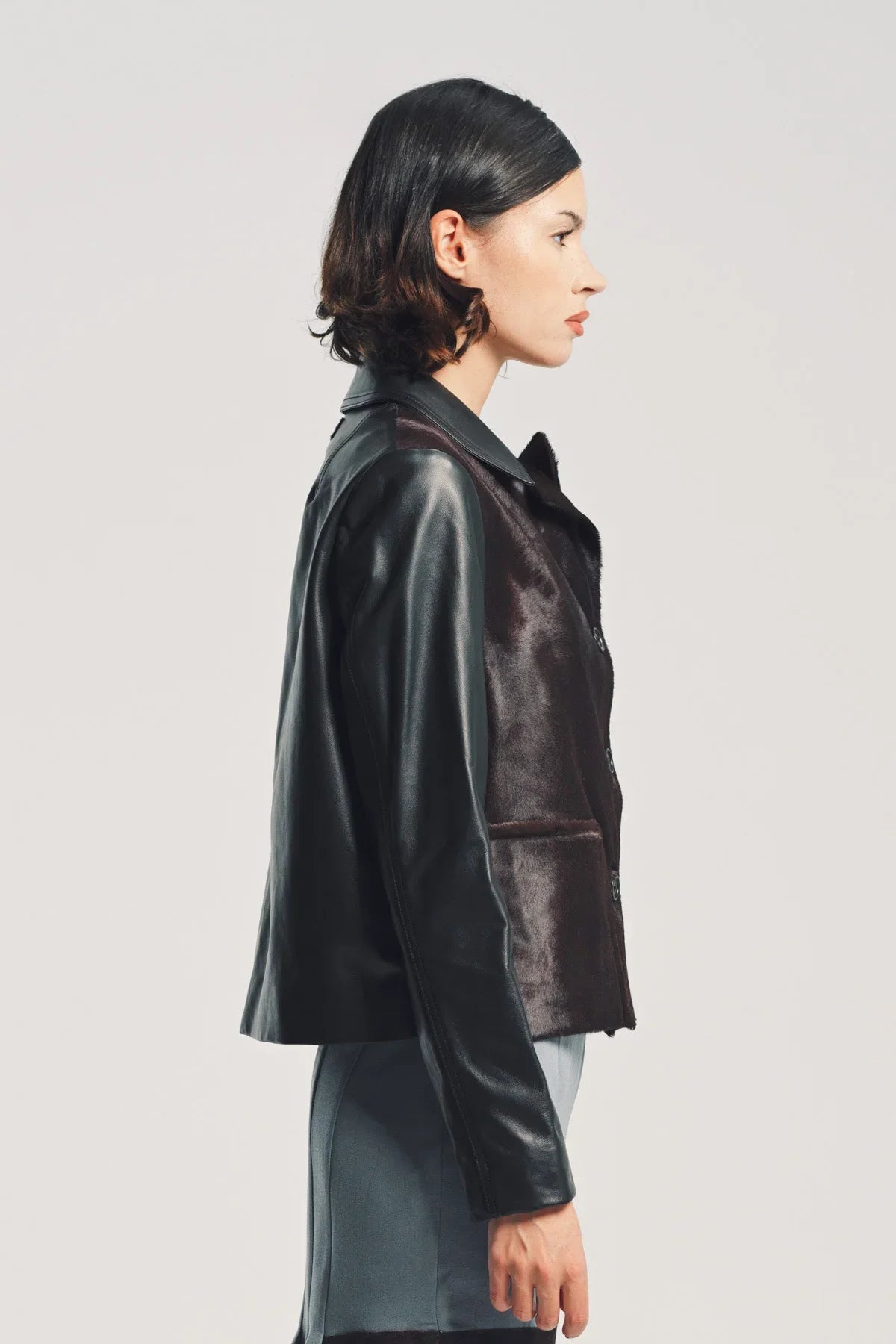 MARNI | LEATHER AND PONY HAIR JACKET