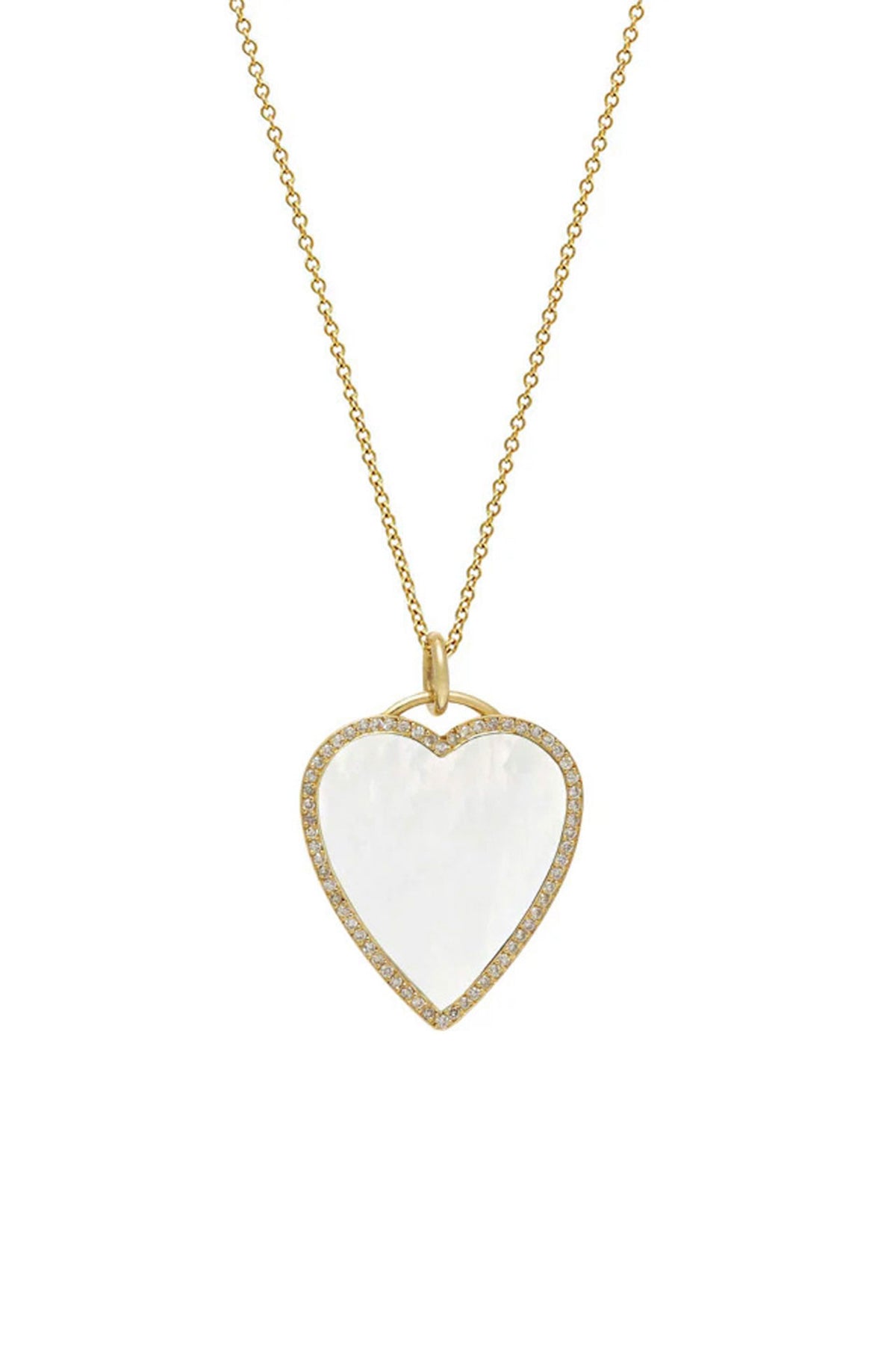 JENNIFER MEYER | MOTHER OF PEARL INLAY HEART NECKLACE WITH DIAMONDS