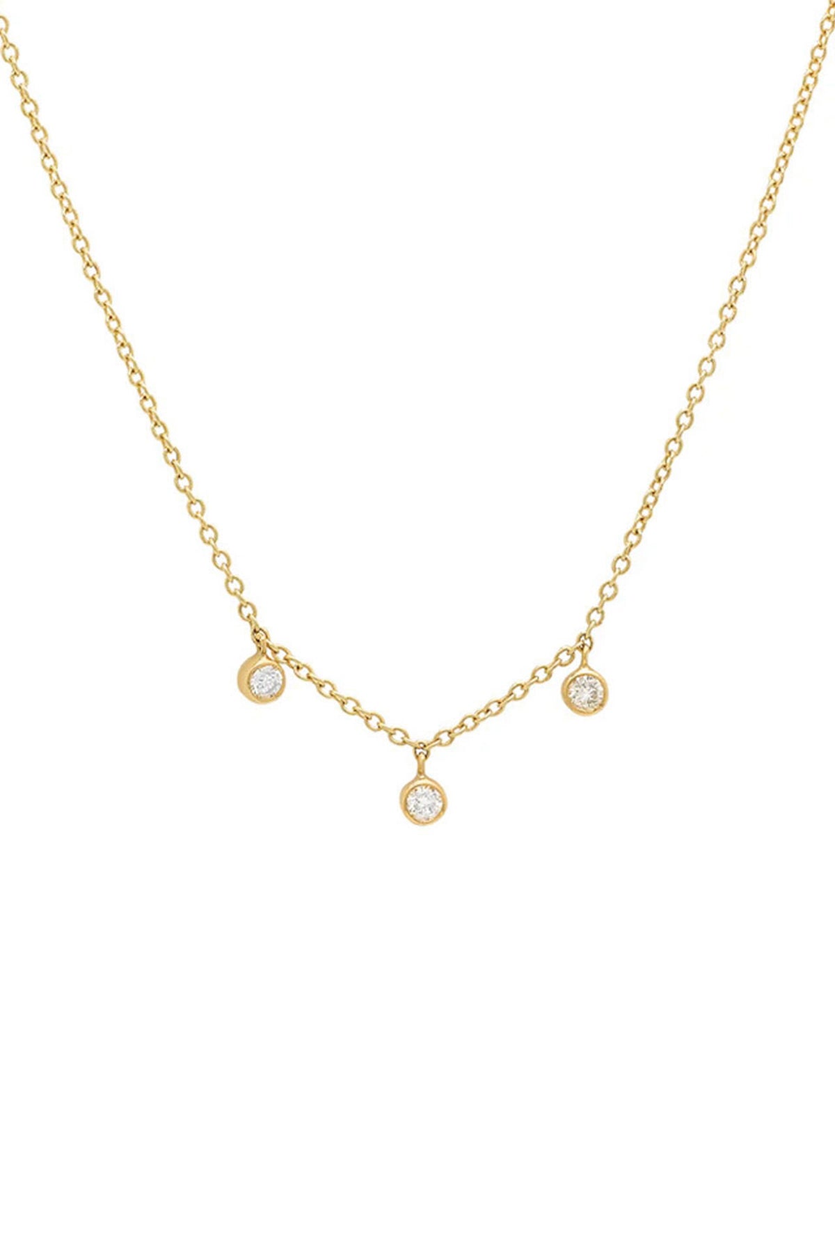 JENNIFER MEYER | 3 MINI DIAMOND BEZEL DANGLE NECKLACE