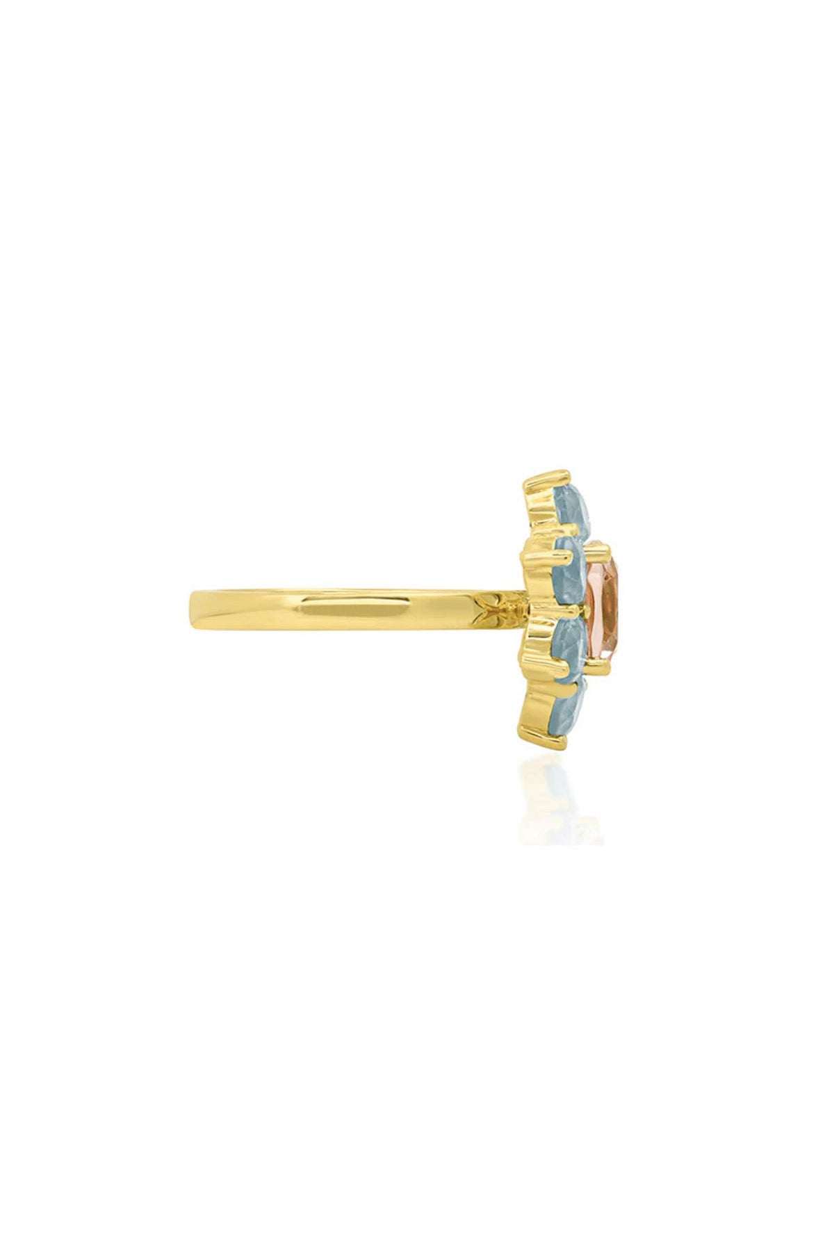 JENNIFER MEYER | STATEMENT AQUAMARINE FLOWER RING WITH MORGANITE CENTER