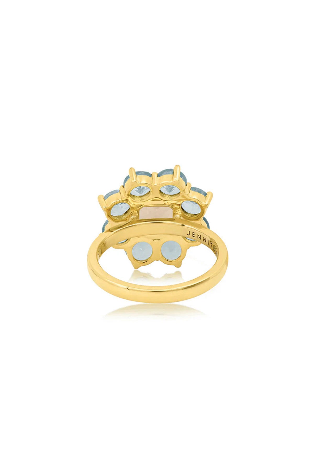 JENNIFER MEYER | STATEMENT AQUAMARINE FLOWER RING WITH MORGANITE CENTER