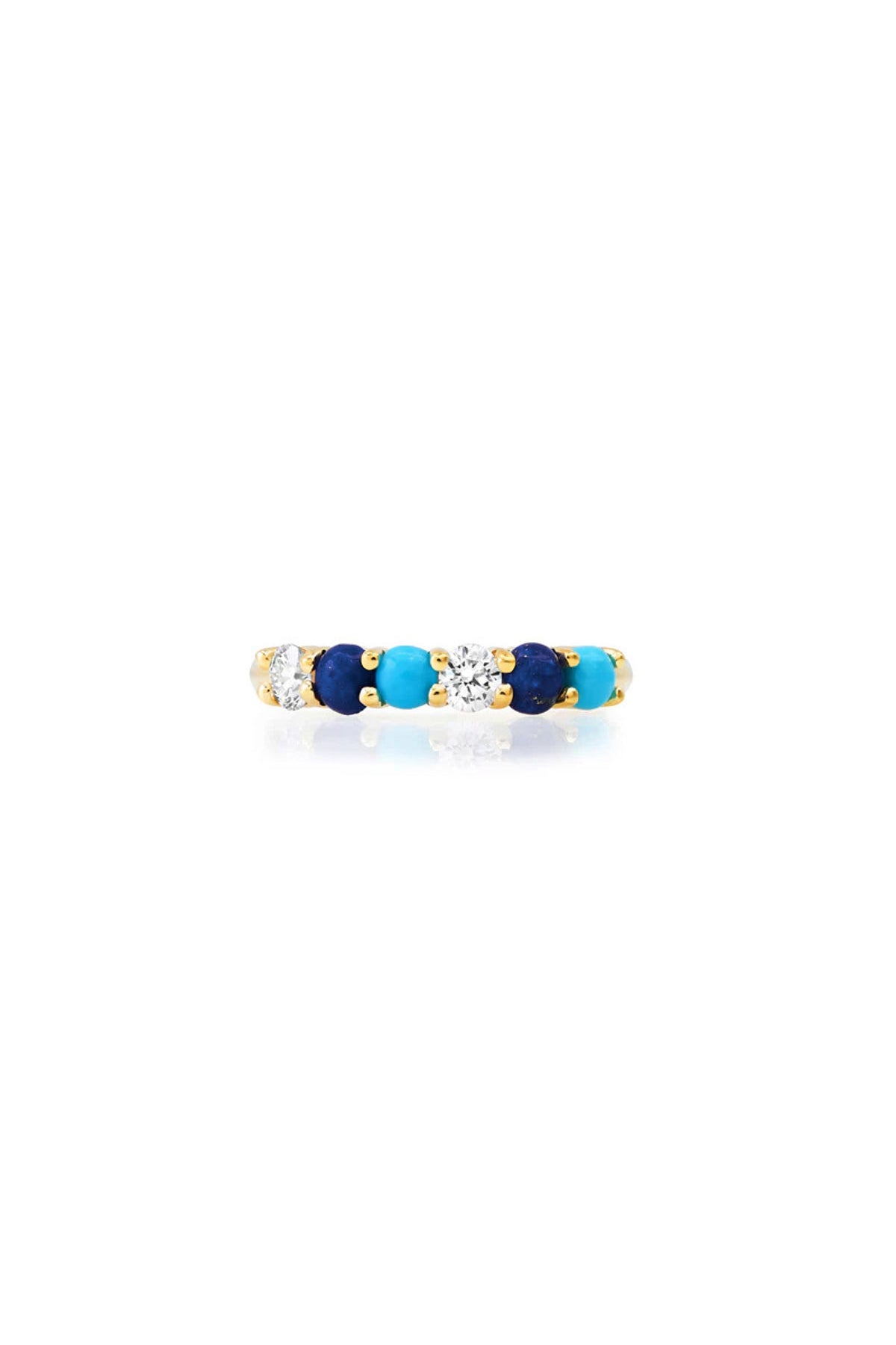JENNIFER MEYER | 4-PRONG DIAMOND, TURQUOISE, AND LAPIS RING
