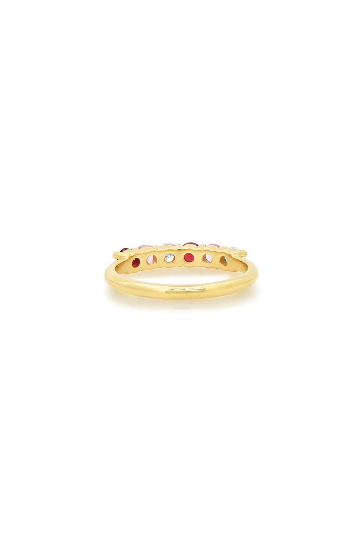 JENNIFER MEYER | 4-PRONG DIAMOND, PINK SAPPHIRE, AND RUBY RING