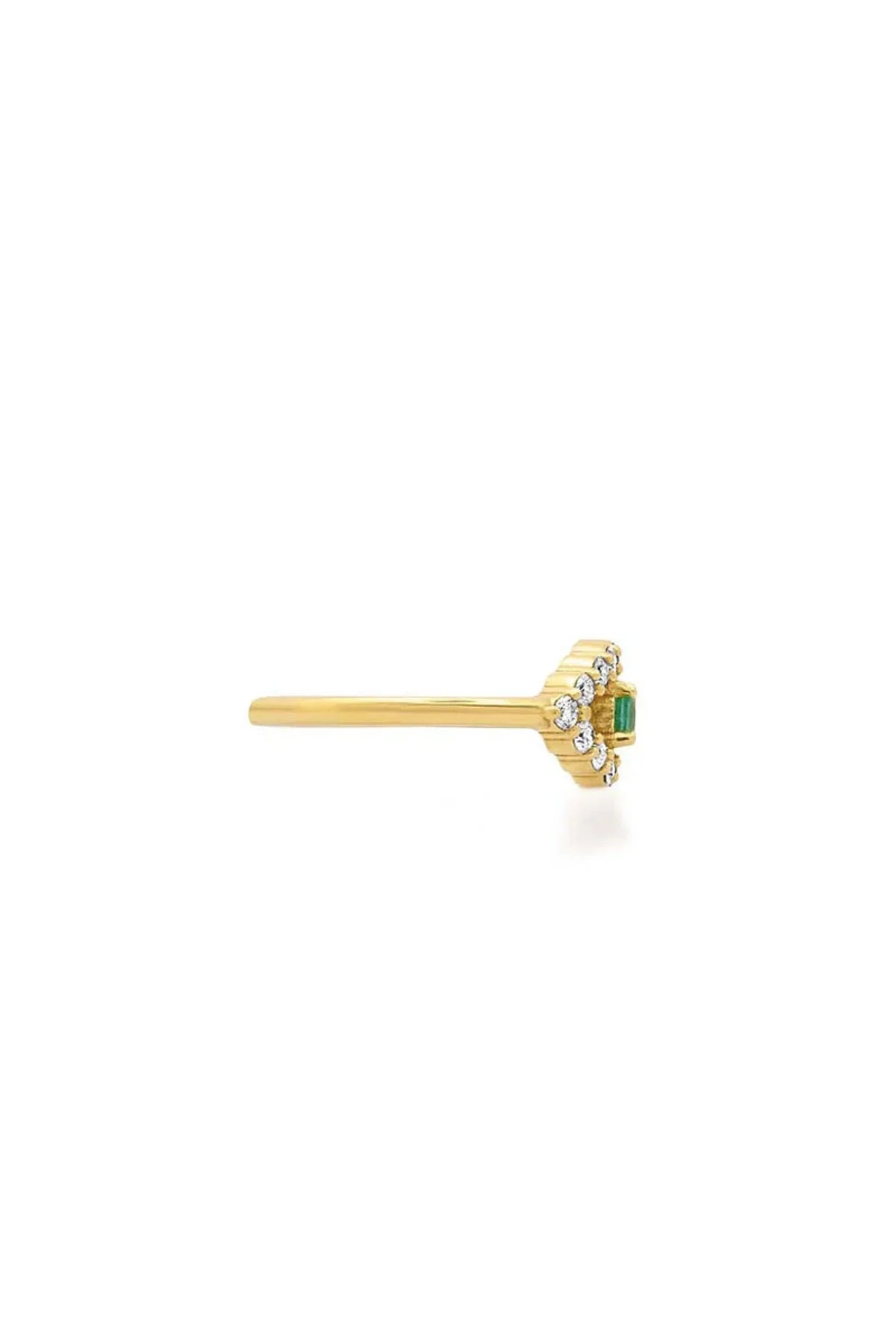 JENNIFER MEYER | MEDIUM DIAMOND OPEN EVIL EYE RING WITH EMERALD CENTER
