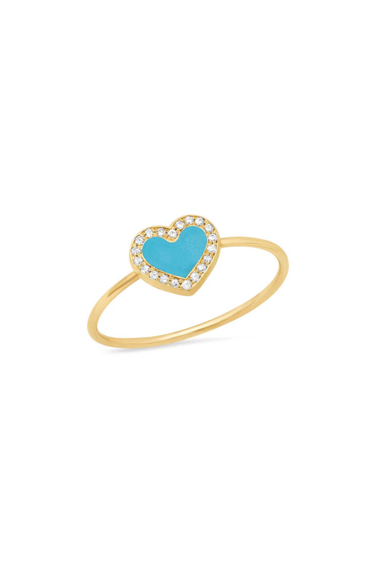 JENNIFER MEYER | EXTRA SMALL TURQUOISE INLAY HEART RING WITH DIAMONDS