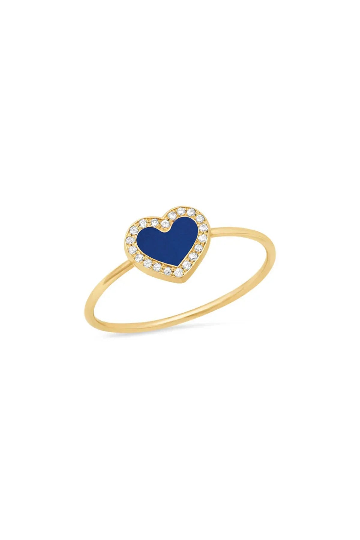 JENNIFER MEYER | EXTRA SMALL LAPIS INLAY HEART RING WITH DIAMONDS